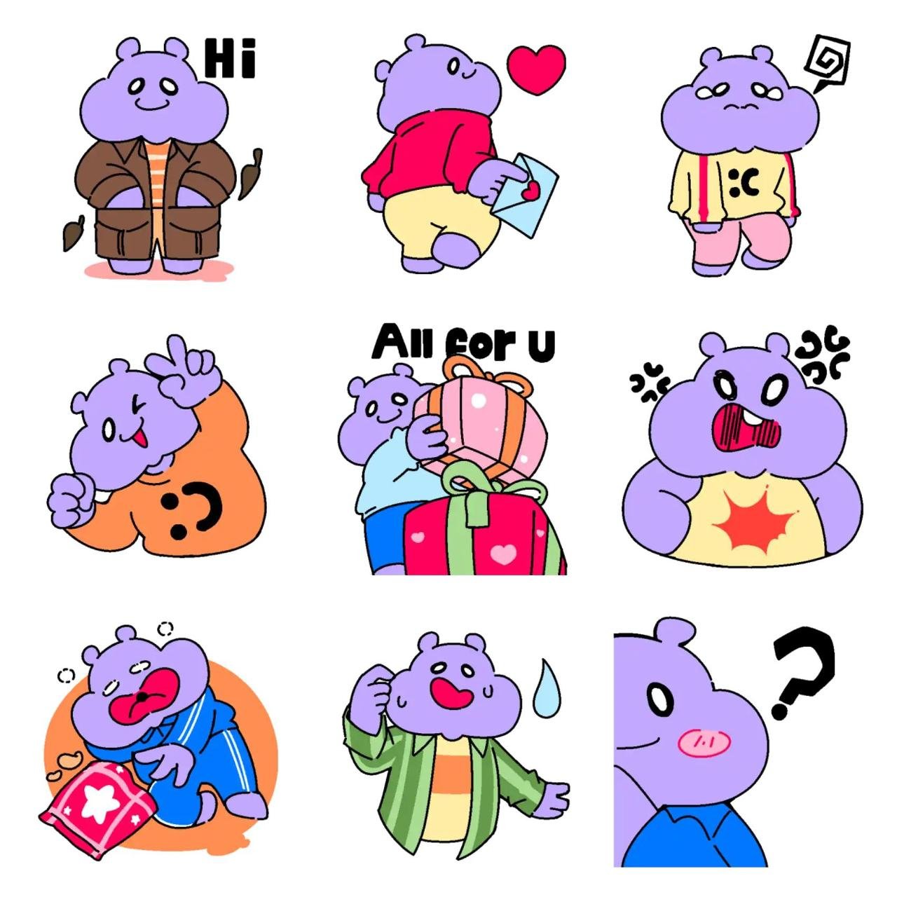 Heeeppo stickers for you! Animation/Cartoon,Animals sticker pack for Whatsapp, Telegram, Signal, and others chatting and message apps