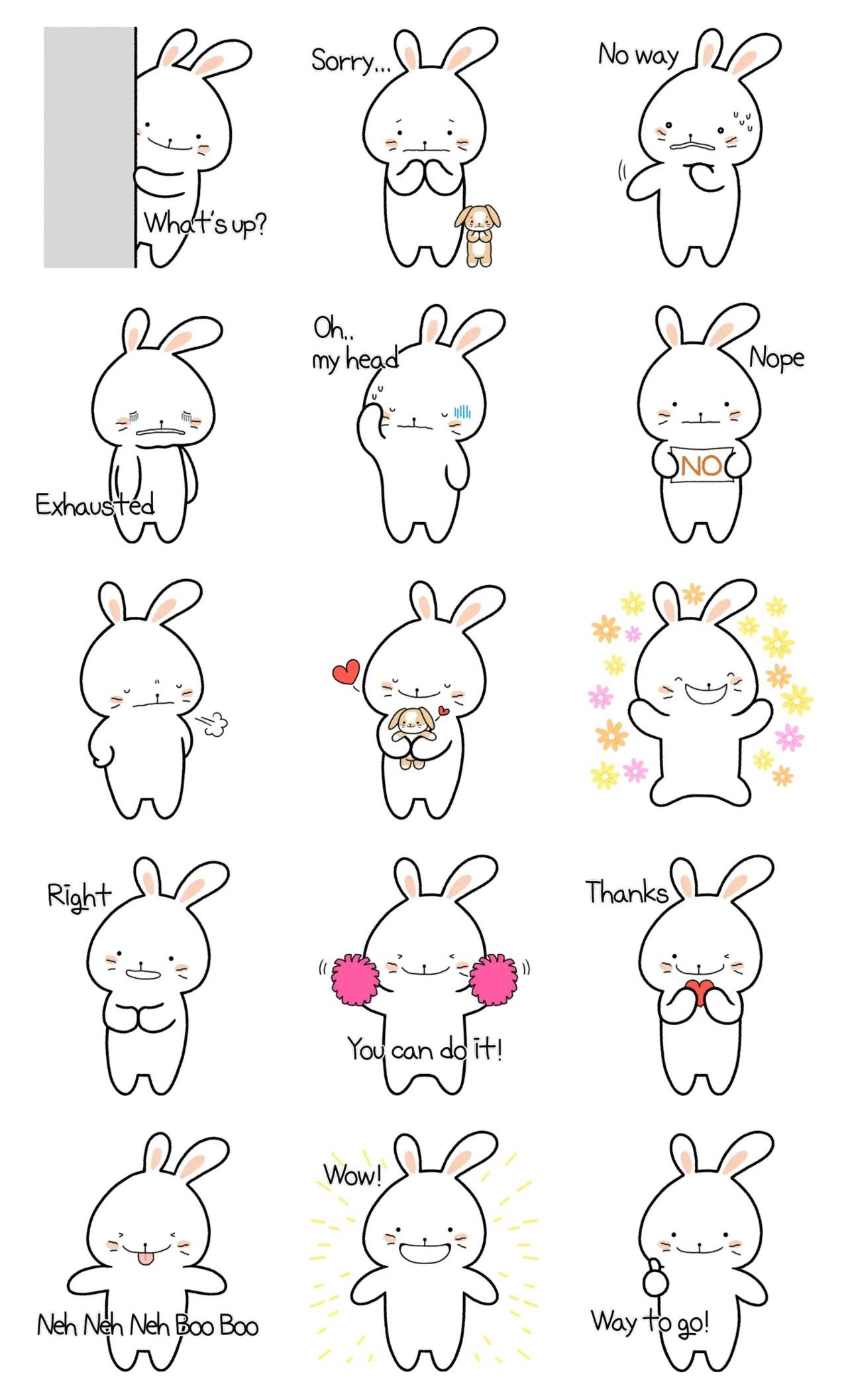 Slow rabbit Bboogi 2 Animals sticker pack for Whatsapp, Telegram, Signal, and others chatting and message apps