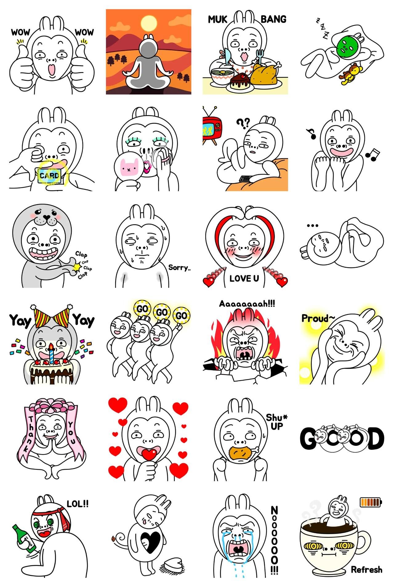 bunny's 24 identity #1 Animation/Cartoon,Animals sticker pack for Whatsapp, Telegram, Signal, and others chatting and message apps