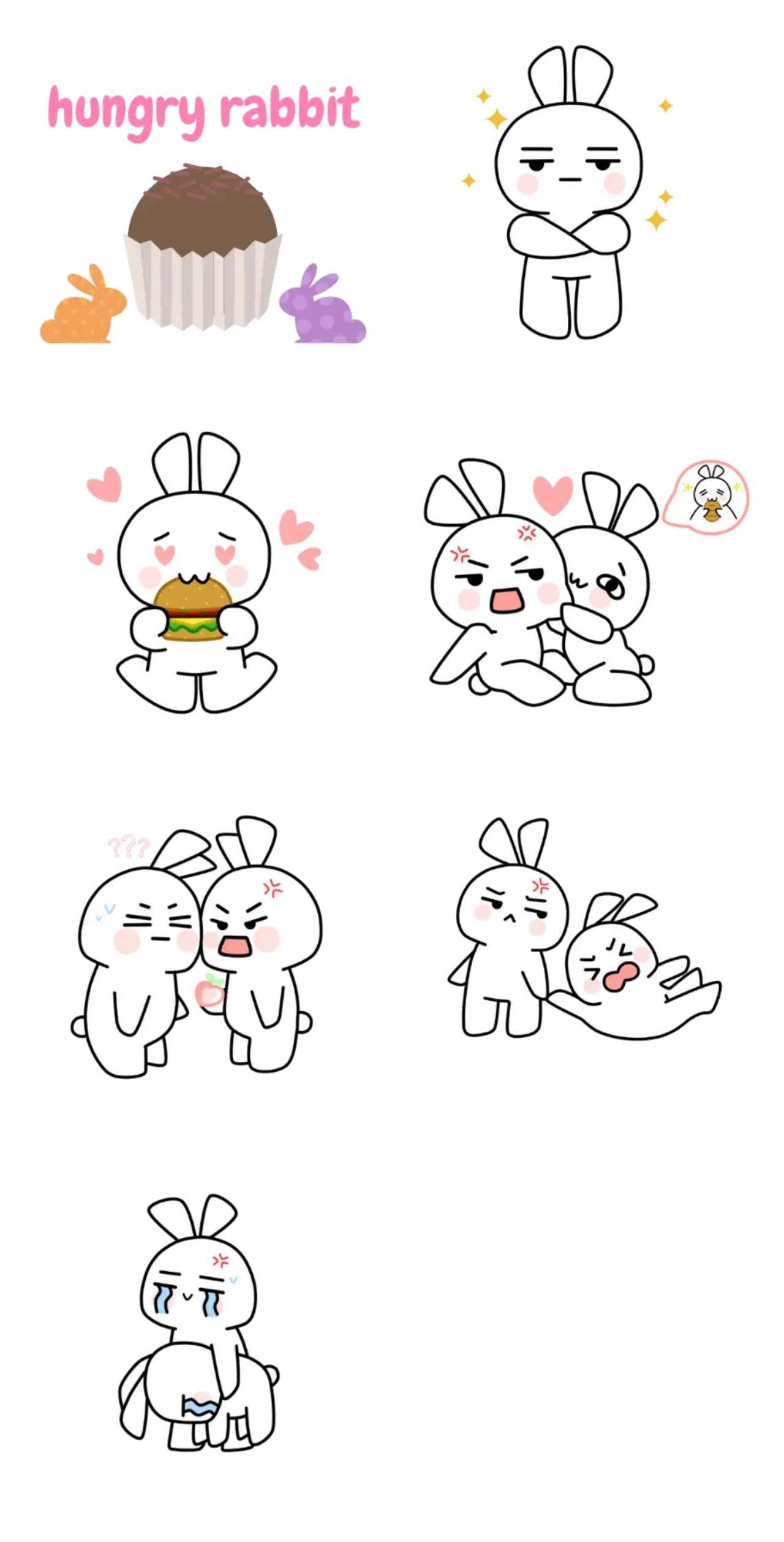 Hungry Rabbit Animation/Cartoon sticker pack for Whatsapp, Telegram, Signal, and others chatting and message apps