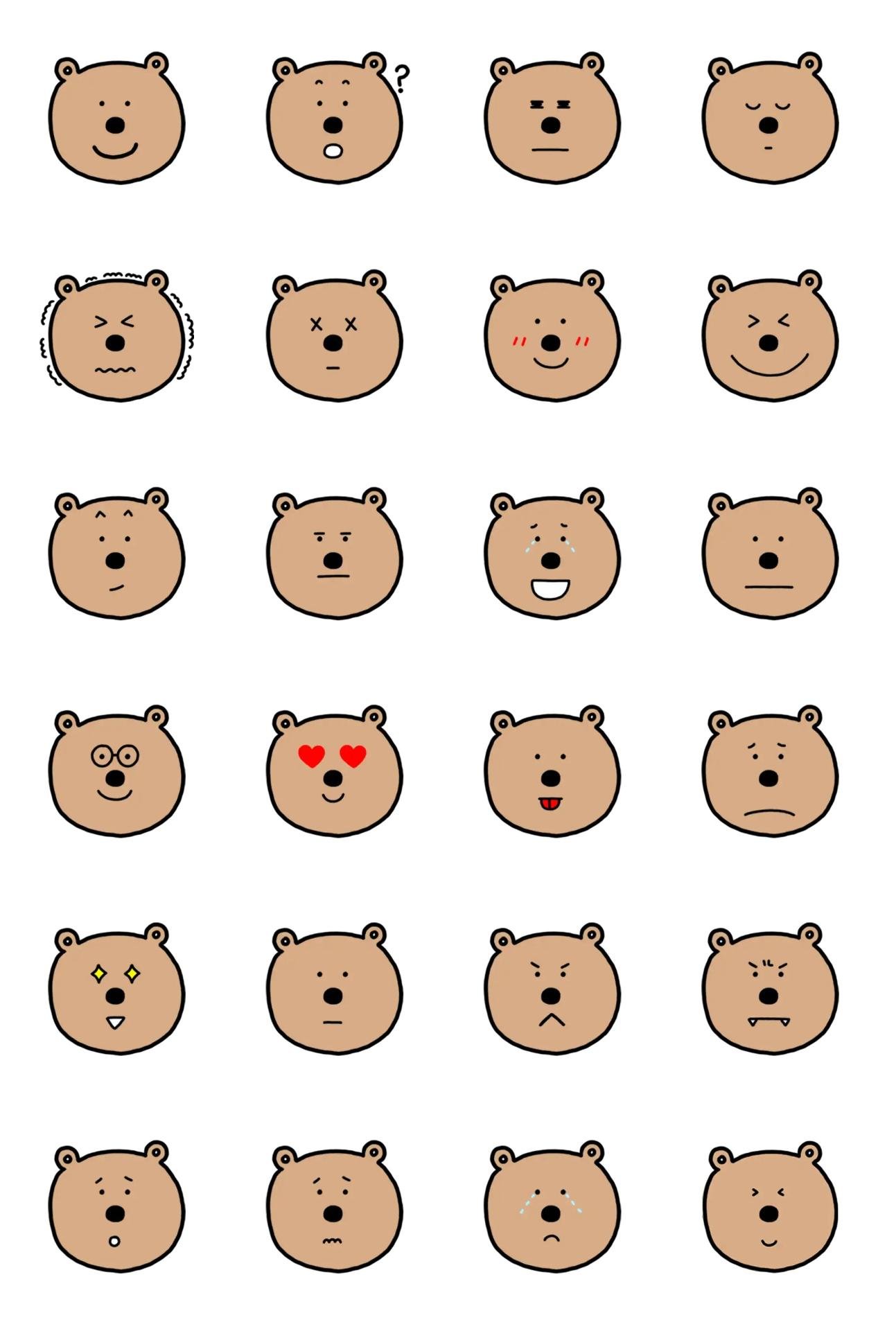 cute bear face Animals,Etc. sticker pack for Whatsapp, Telegram, Signal, and others chatting and message apps