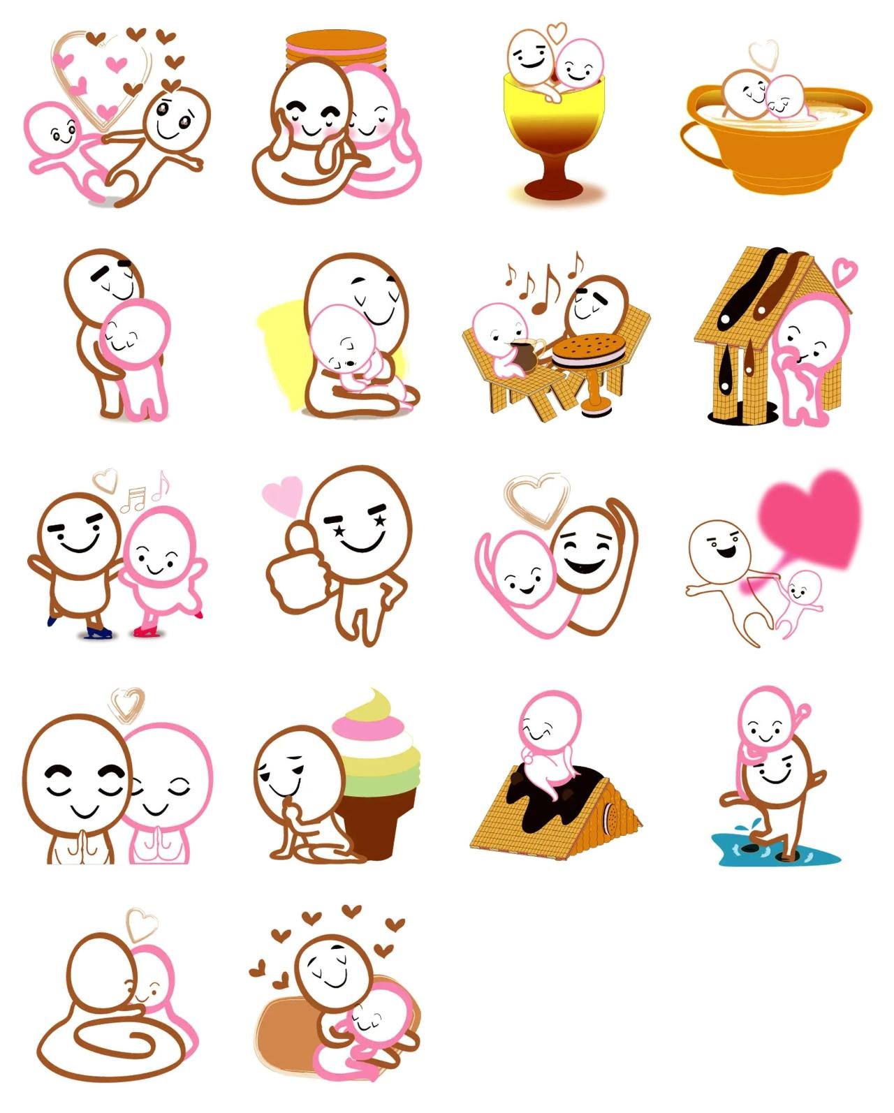 Chococream&Strawberrycream's love Animation/Cartoon,Food/Drink sticker pack for Whatsapp, Telegram, Signal, and others chatting and message apps