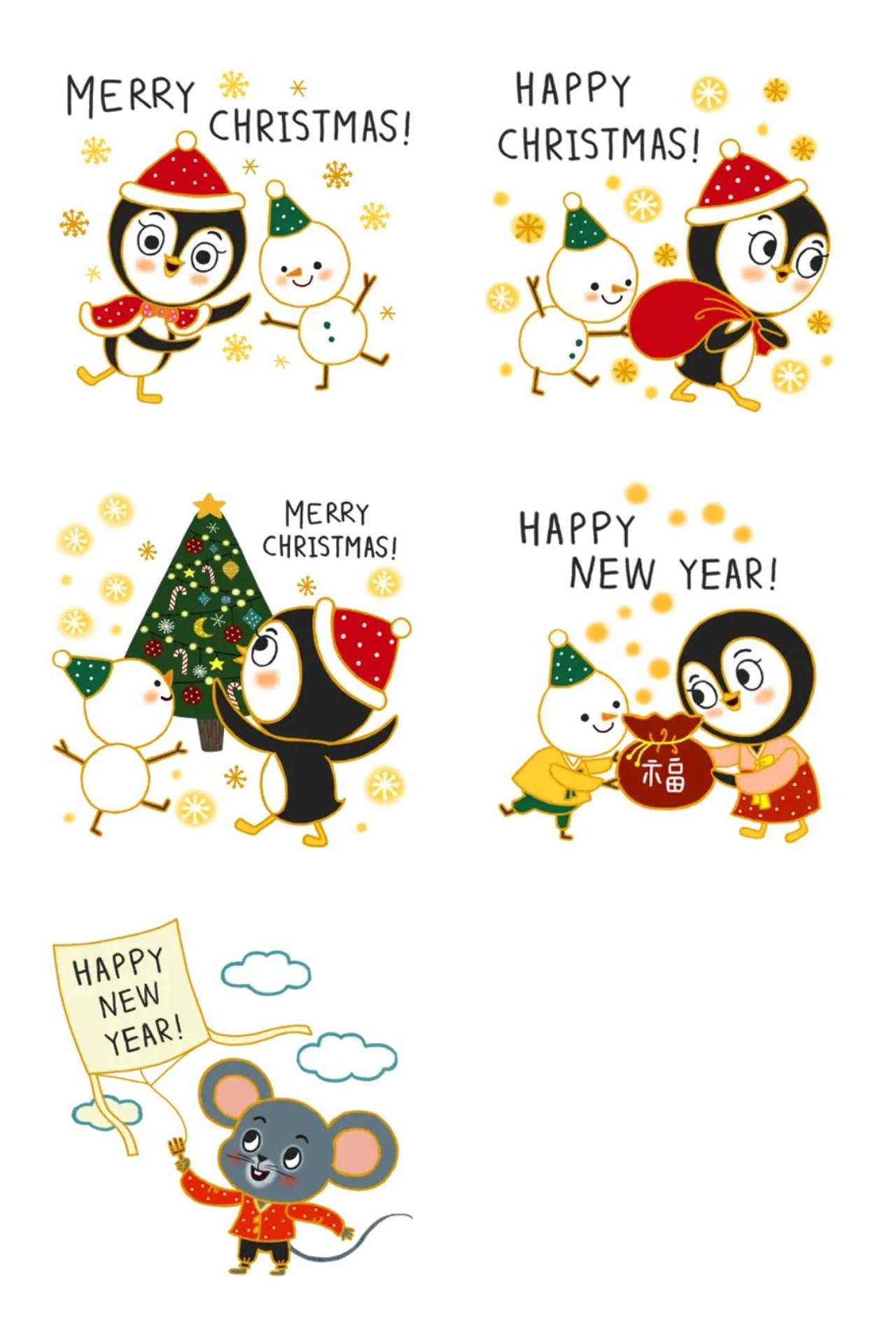 Merry Christmas and Happy New Year Animals,Celebrity sticker pack for Whatsapp, Telegram, Signal, and others chatting and message apps