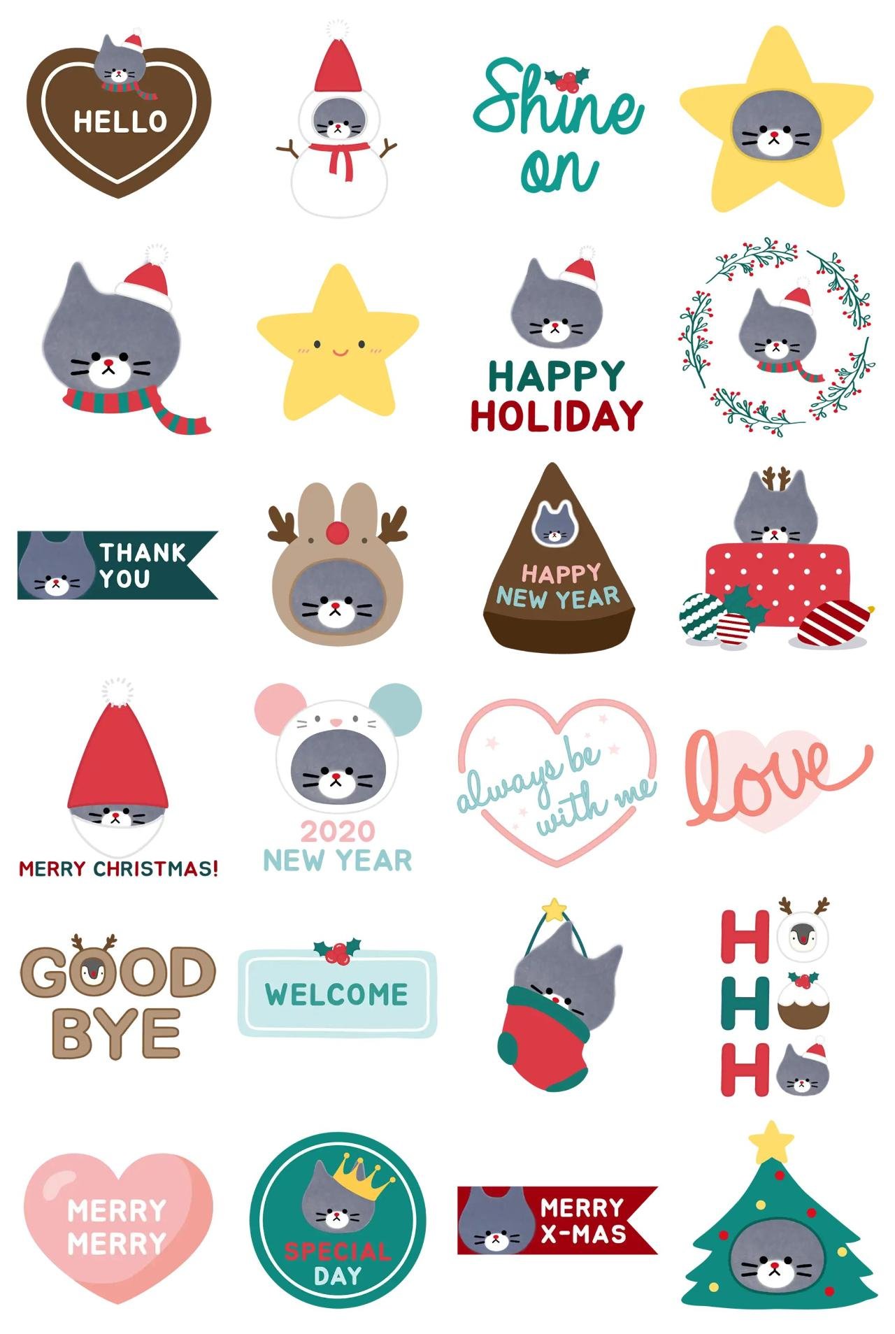 Bosomsom Nyang's winter story Animals,Celebrity sticker pack for Whatsapp, Telegram, Signal, and others chatting and message apps