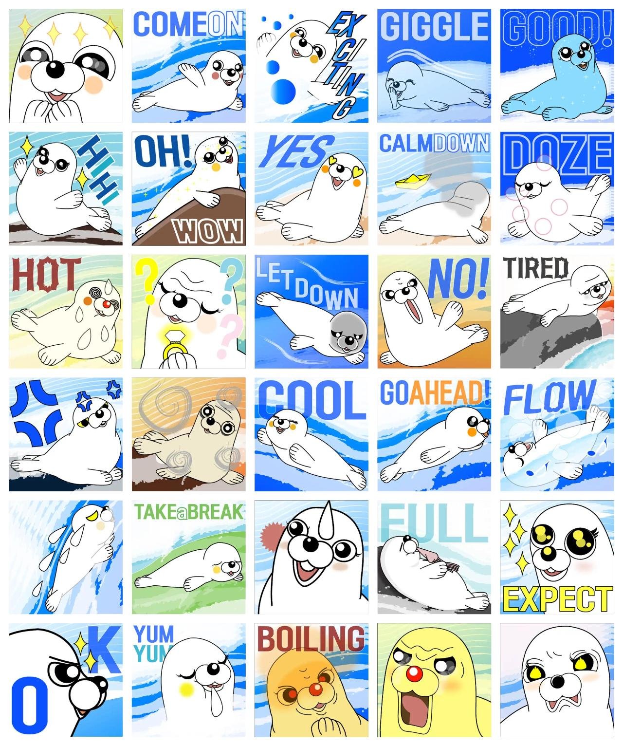 BABY SEAL IS ON THE SEA Animation/Cartoon,Animals sticker pack for Whatsapp, Telegram, Signal, and others chatting and message apps