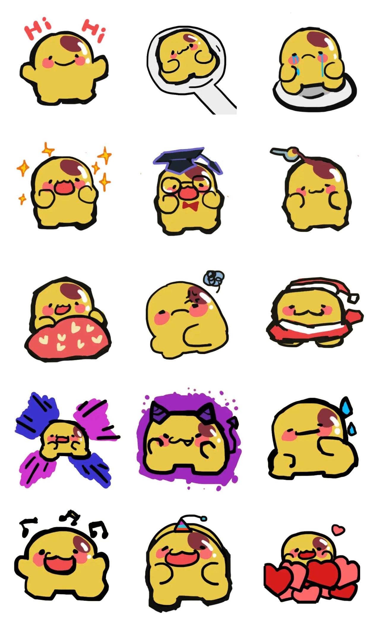 Cute pudding 1 Animation/Cartoon sticker pack for Whatsapp, Telegram, Signal, and others chatting and message apps