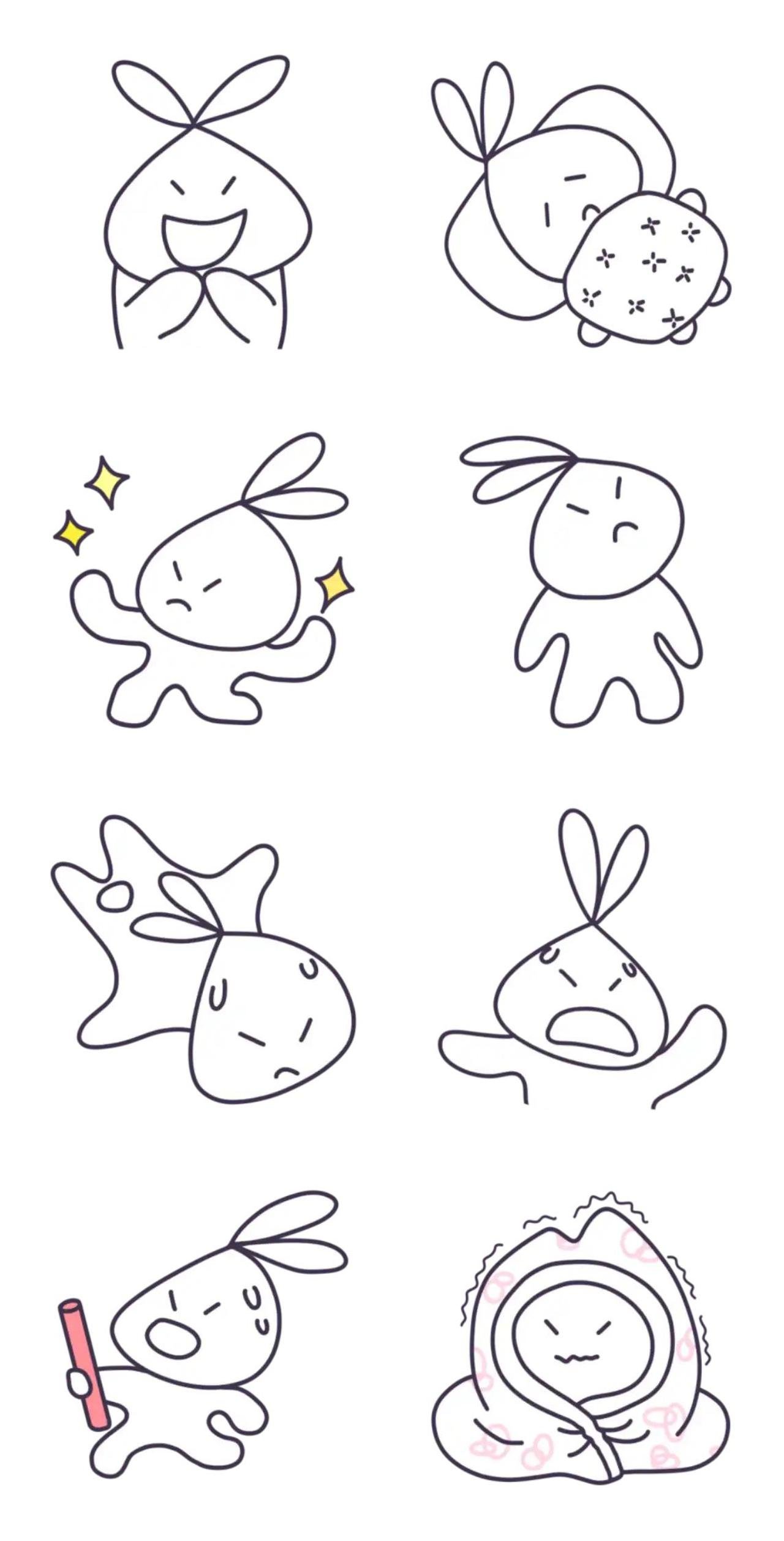 Happy Rabbit3 Animals,People sticker pack for Whatsapp, Telegram, Signal, and others chatting and message apps