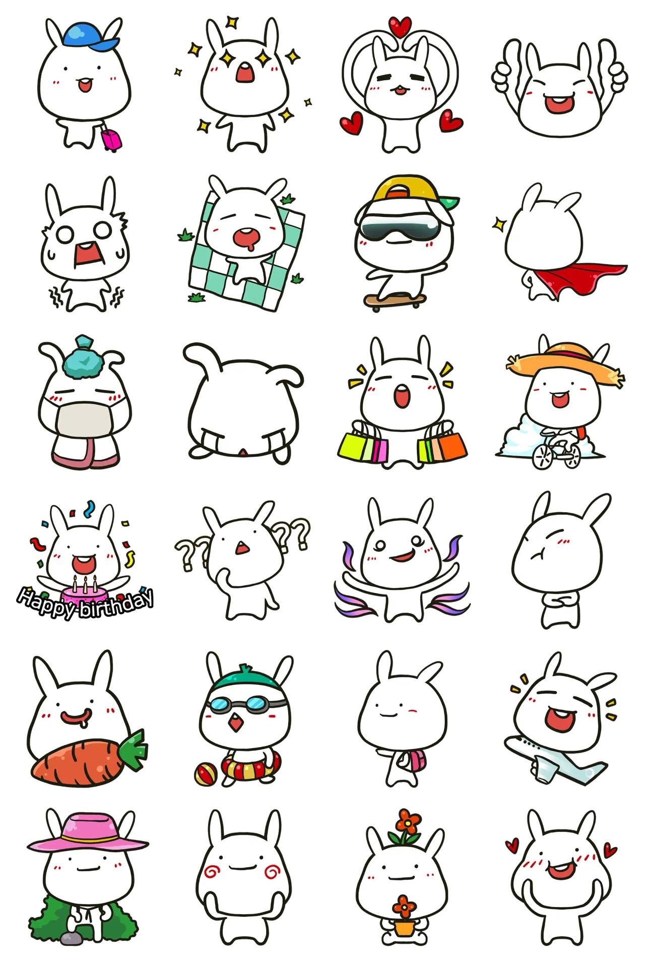 Cute rabbit life 2 Animals,Gag sticker pack for Whatsapp, Telegram, Signal, and others chatting and message apps