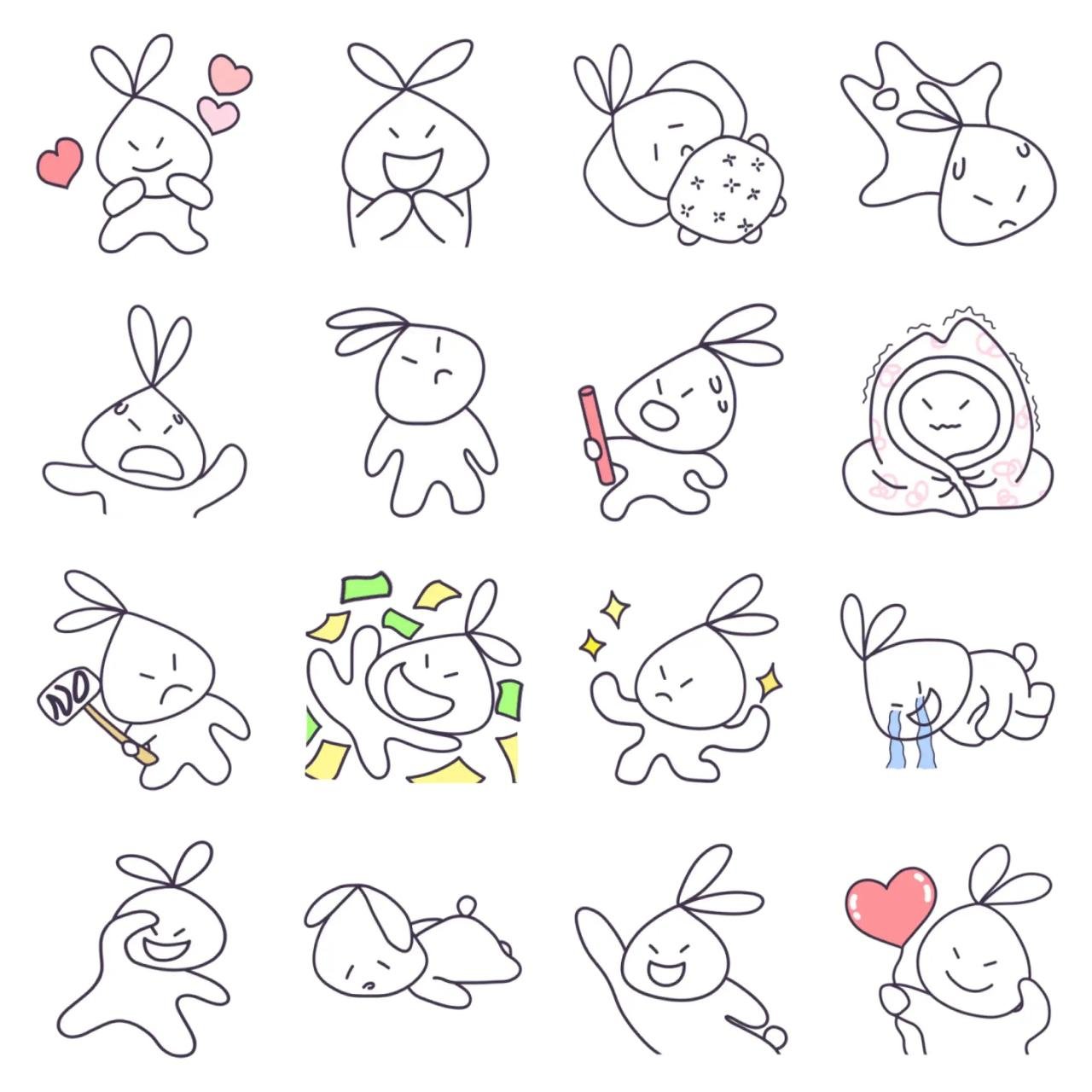 Happy Rabbit 2 People,Romance sticker pack for Whatsapp, Telegram, Signal, and others chatting and message apps