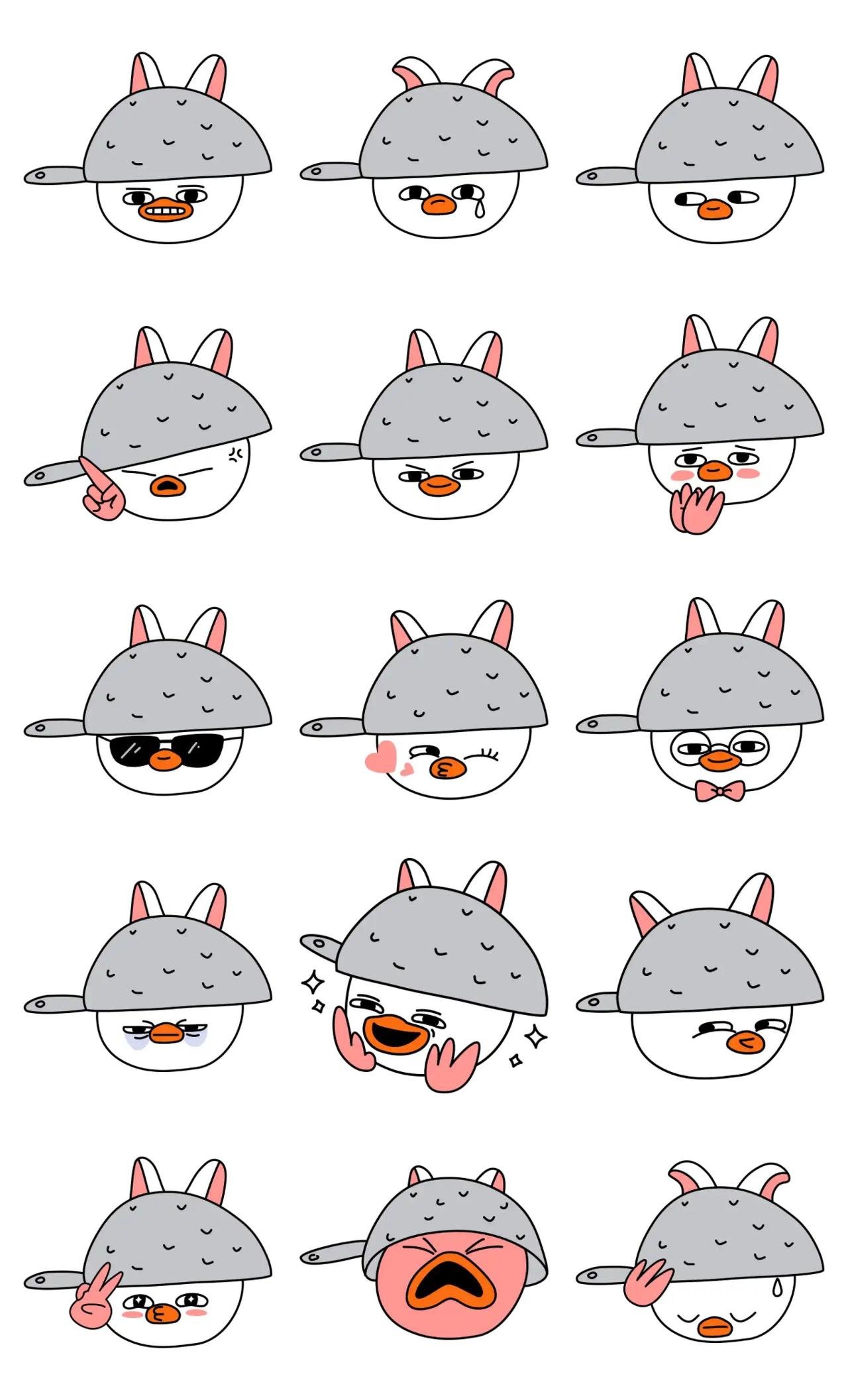 Ducki by Esmile Animation/Cartoon,Animals sticker pack for Whatsapp, Telegram, Signal, and others chatting and message apps