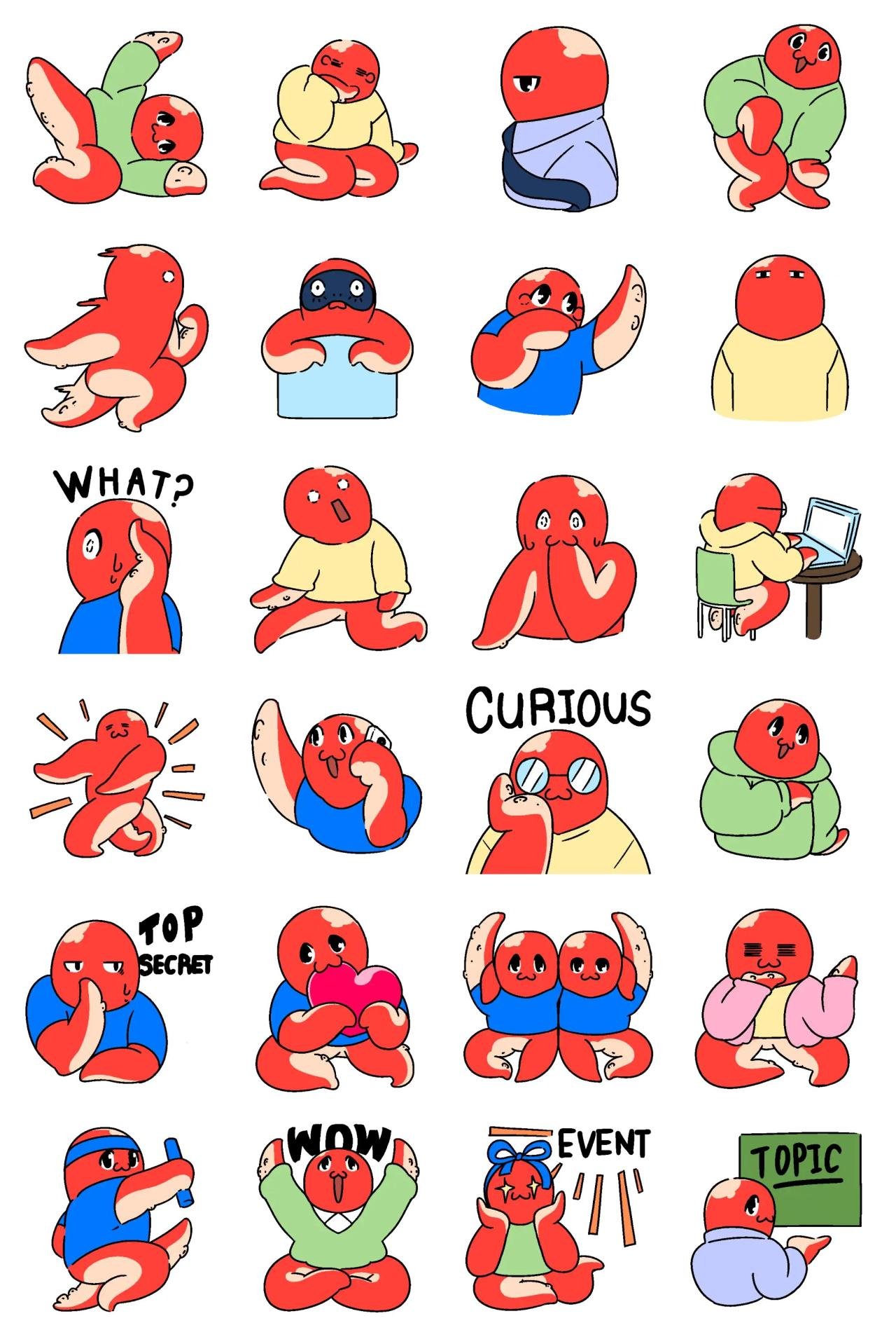 Hotopus stickers Animation/Cartoon,Animals sticker pack for Whatsapp, Telegram, Signal, and others chatting and message apps