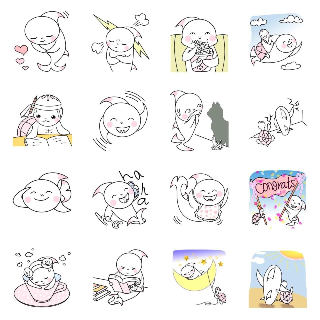 Lovely sugar baby shark Animals,People sticker pack for Whatsapp, Telegram, Signal, and others chatting and message apps