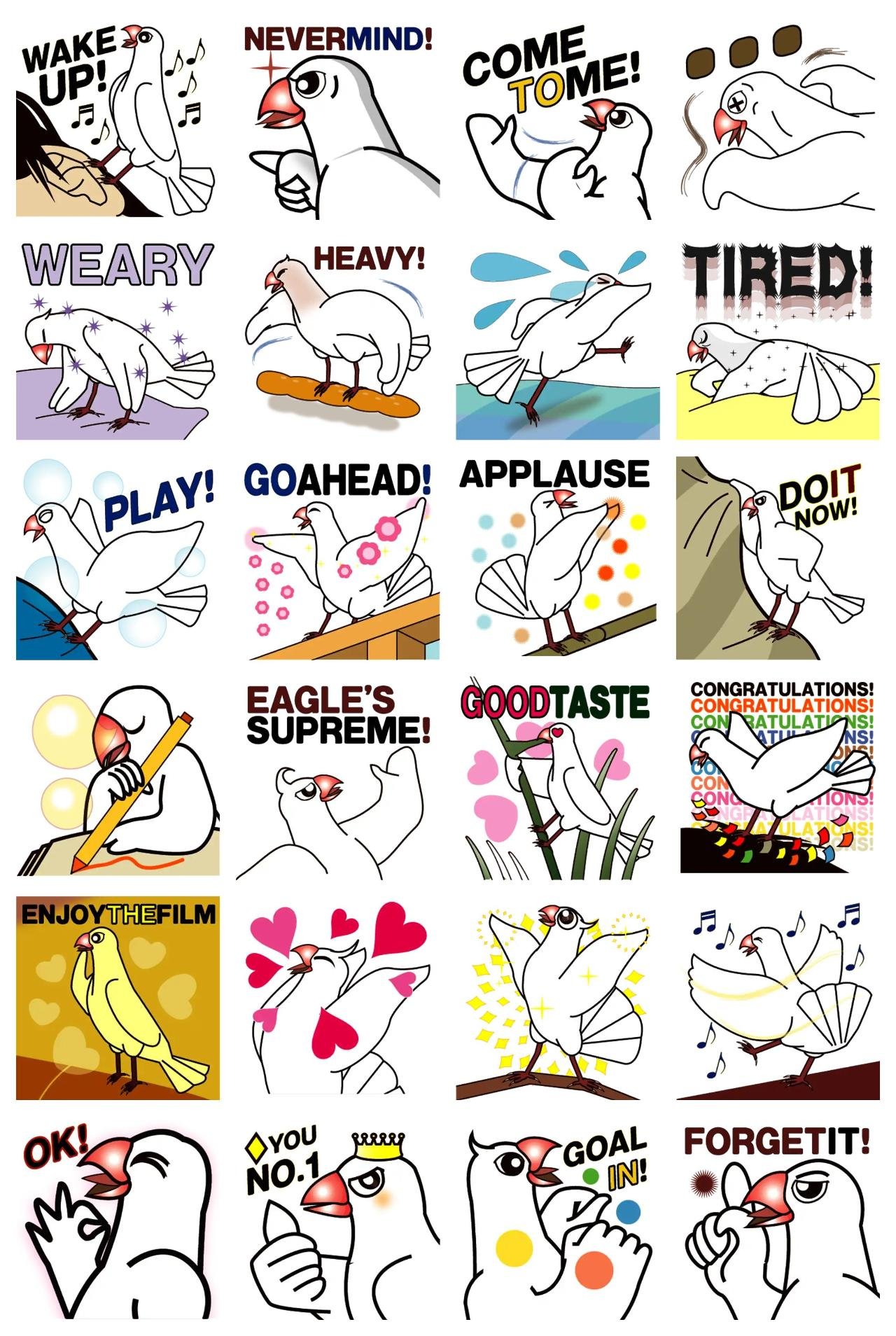 WHITE BIRD IN MY HOME Animation/Cartoon,Animals sticker pack for Whatsapp, Telegram, Signal, and others chatting and message apps