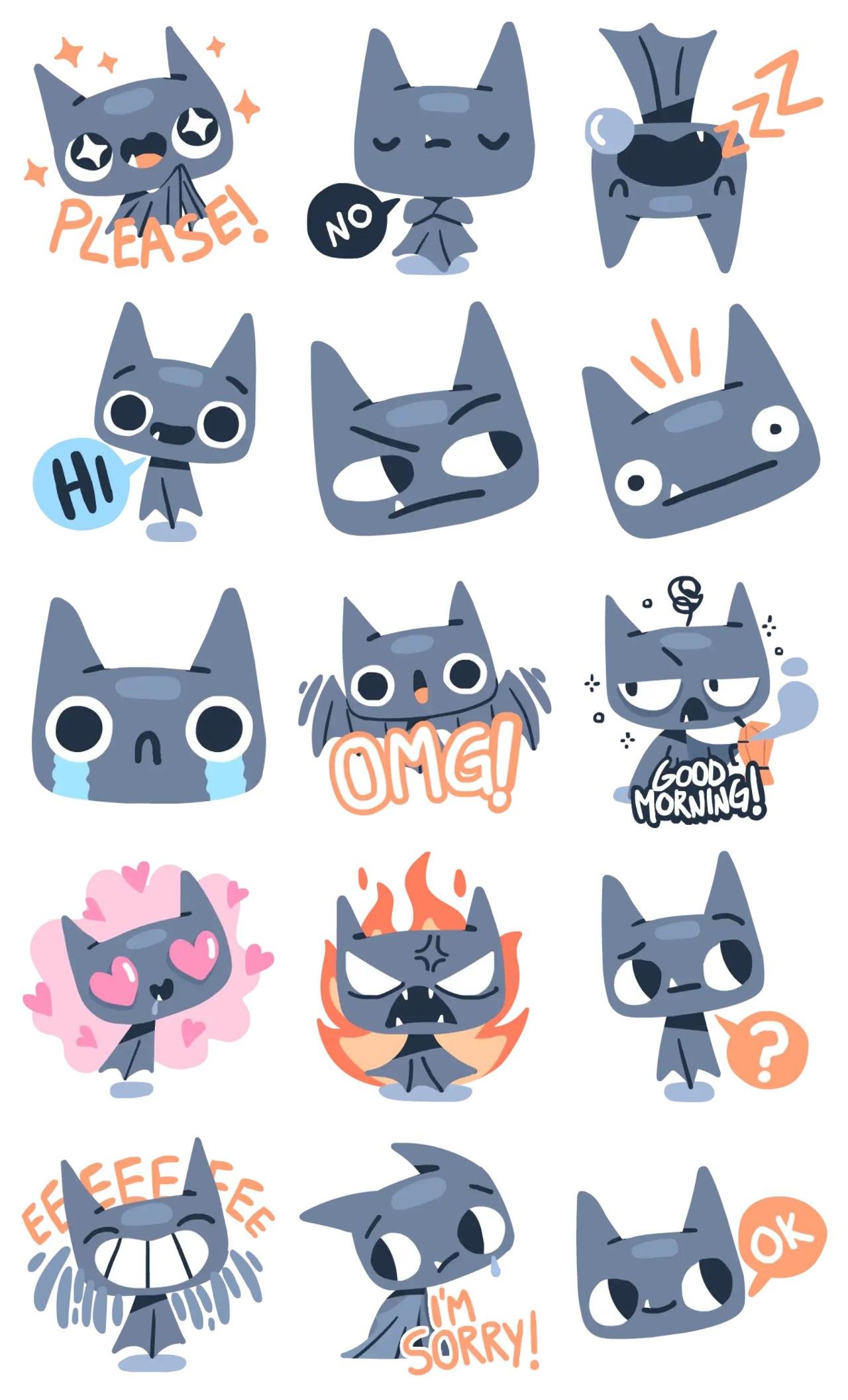 BATS! (EN) Animation/Cartoon,Animals sticker pack for Whatsapp, Telegram, Signal, and others chatting and message apps