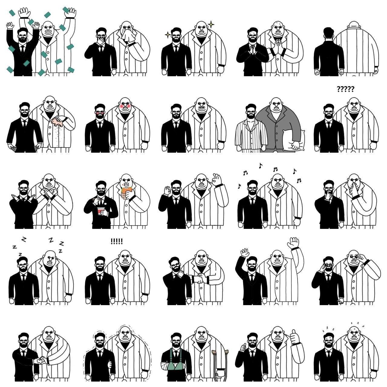 silent men Animation/Cartoon,People sticker pack for Whatsapp, Telegram, Signal, and others chatting and message apps