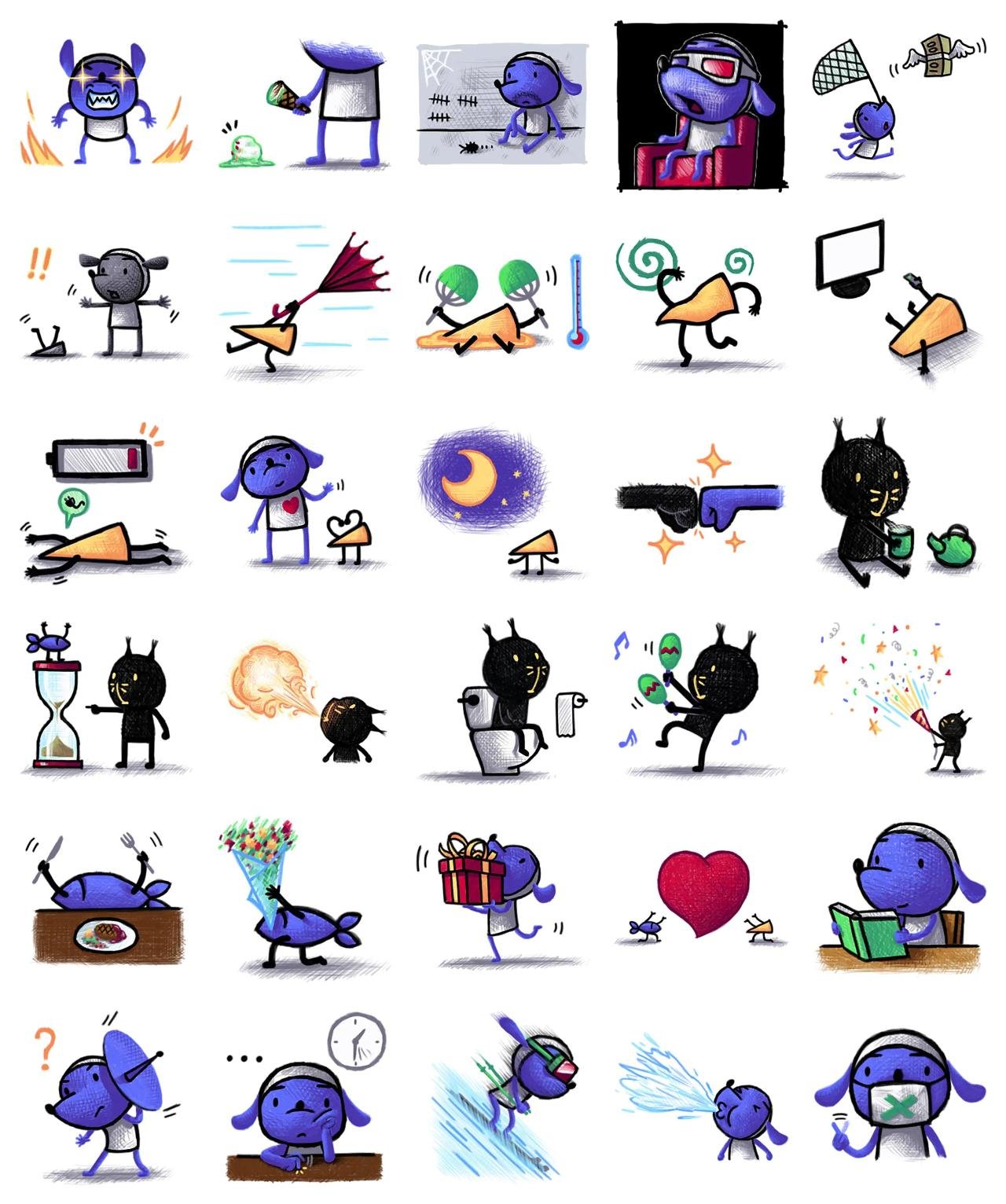 Blue Mouse 2 Animals,Gag sticker pack for Whatsapp, Telegram, Signal, and others chatting and message apps