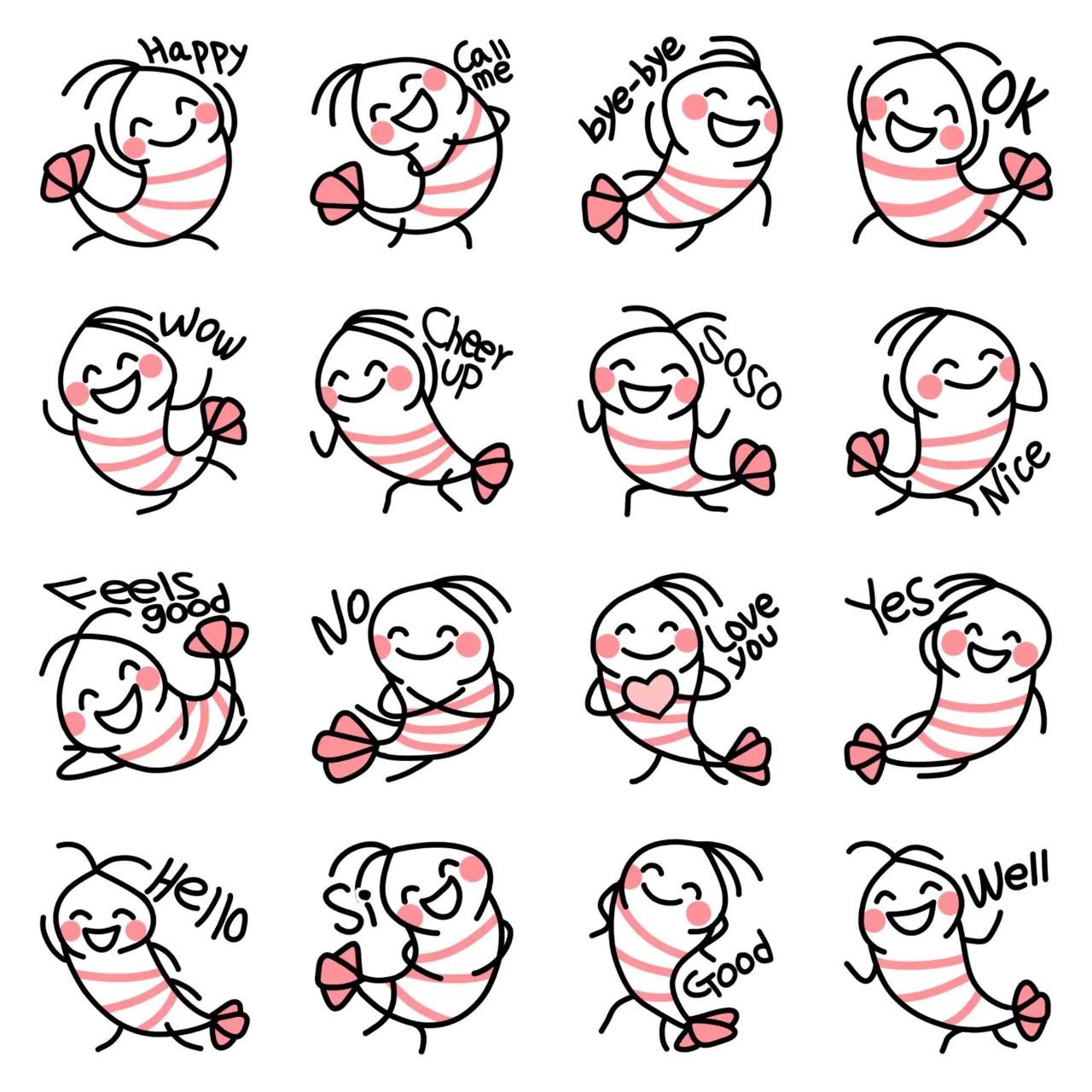 Happy shrimp 2 Food/Drink,People sticker pack for Whatsapp, Telegram, Signal, and others chatting and message apps