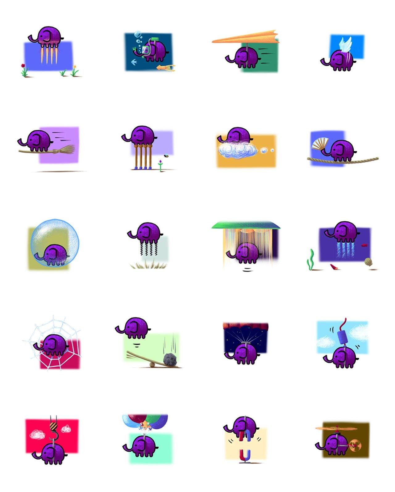 Levitation Elephant 1 Animals sticker pack for Whatsapp, Telegram, Signal, and others chatting and message apps