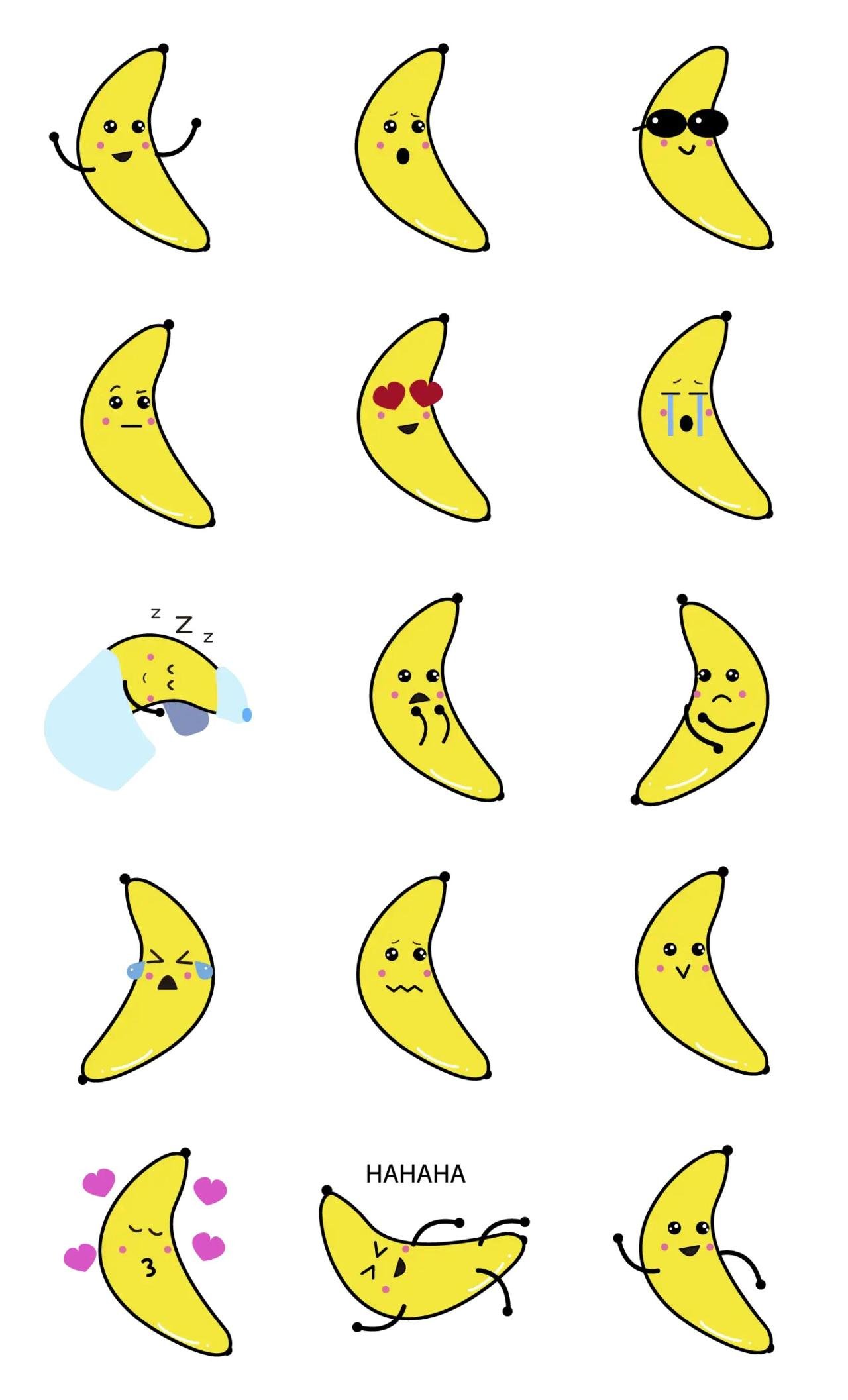 the bananin Animation/Cartoon,Food/Drink sticker pack for Whatsapp, Telegram, Signal, and others chatting and message apps