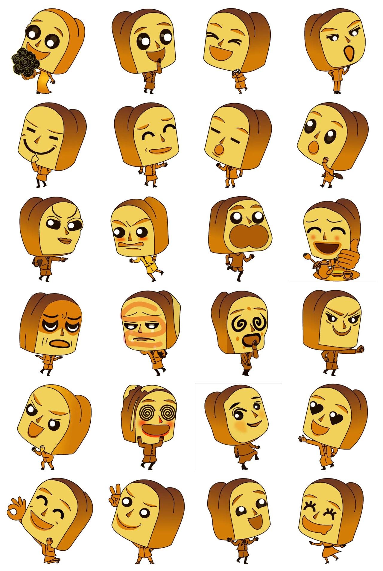 MRS.BREAD DAILY Animation/Cartoon,Food/Drink sticker pack for Whatsapp, Telegram, Signal, and others chatting and message apps