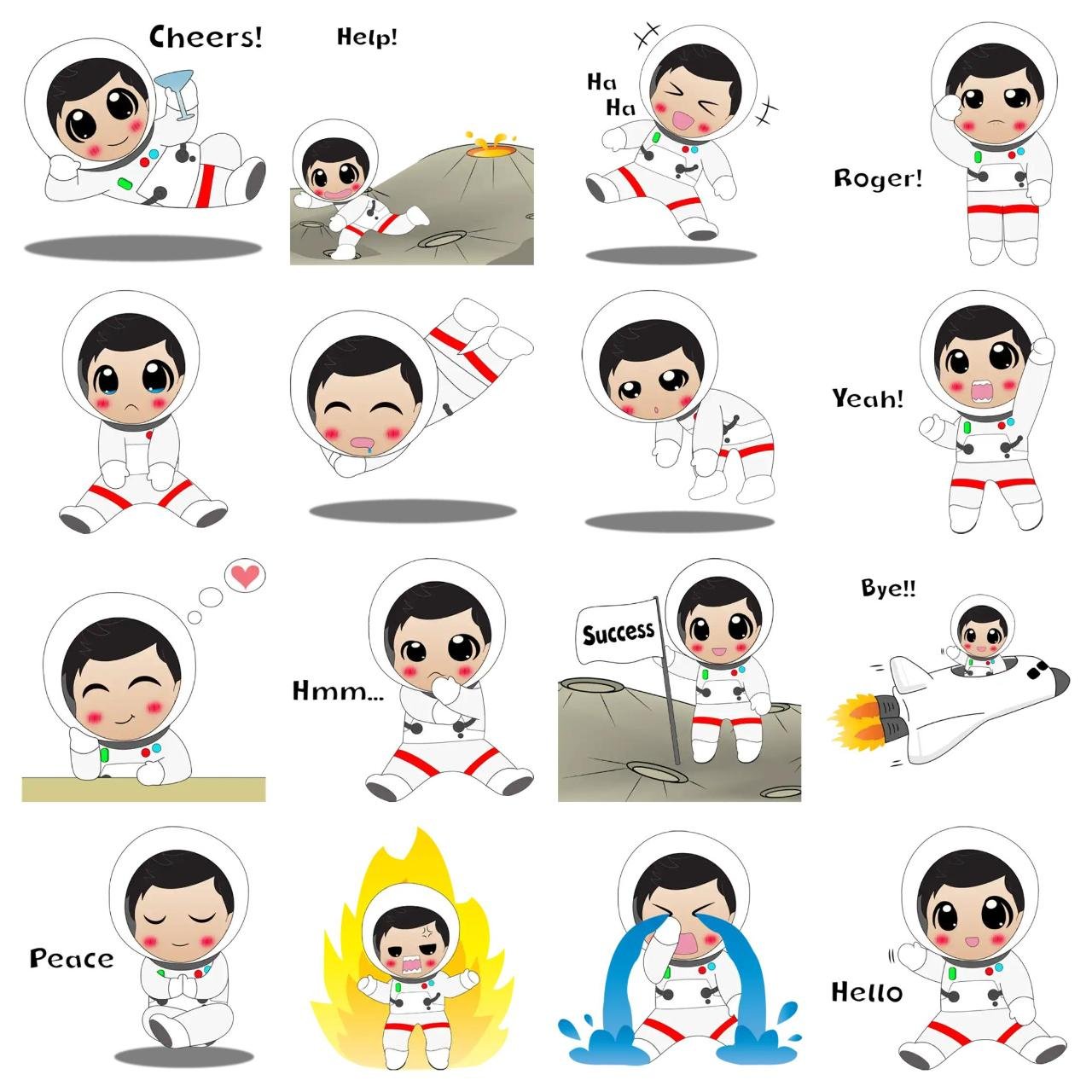 Astrokid Animation/Cartoon sticker pack for Whatsapp, Telegram, Signal, and others chatting and message apps