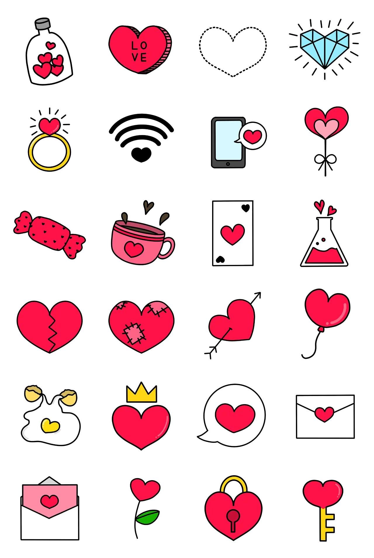 Heart Package for Valentine Celebrity,Anniversary,Valentine,Instruments,Plants,Food/Drink,Romance,Objects sticker pack for Whatsapp, Telegram, Signal, and others chatting and message apps