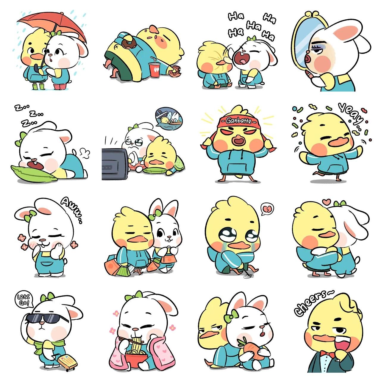 Quack & Bunny! (Vol.2) Valentine sticker pack for Whatsapp, Telegram, Signal, and others chatting and message apps