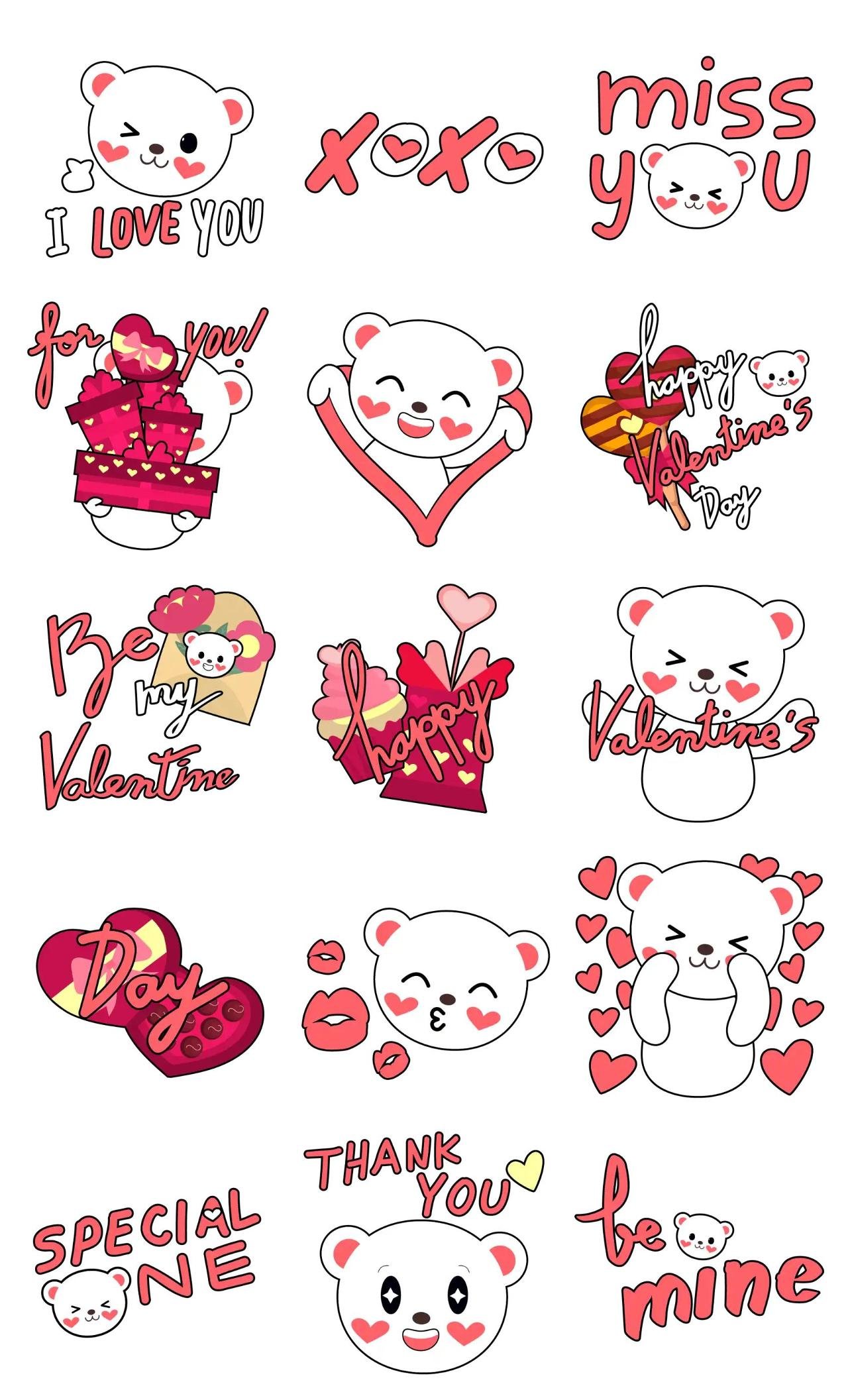 love bear Valentine sticker pack for Whatsapp, Telegram, Signal, and others chatting and message apps