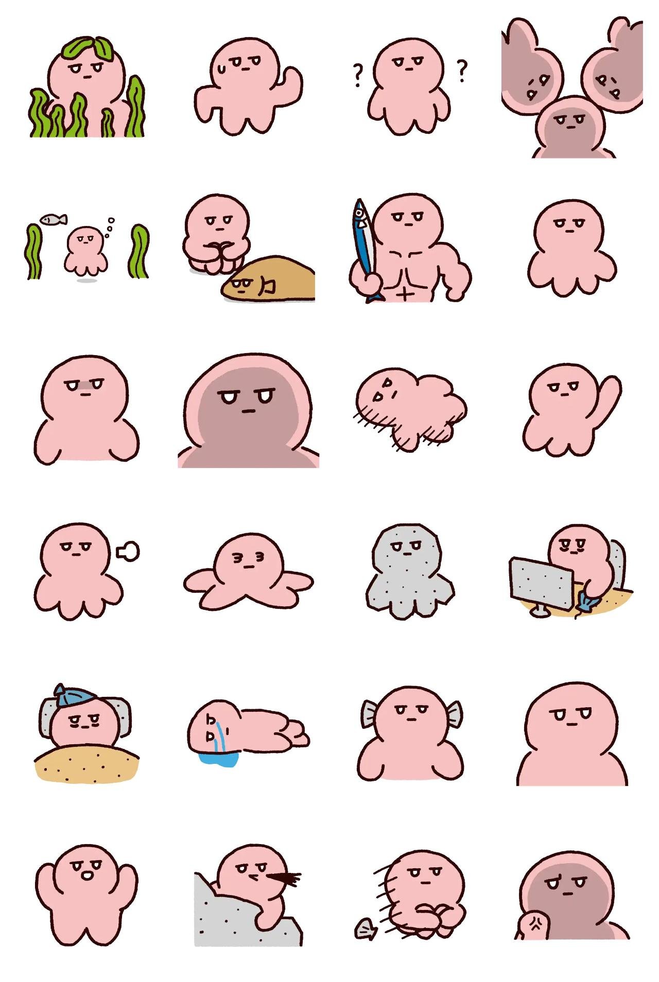 Cynical Octopus Animals sticker pack for Whatsapp, Telegram, Signal, and others chatting and message apps