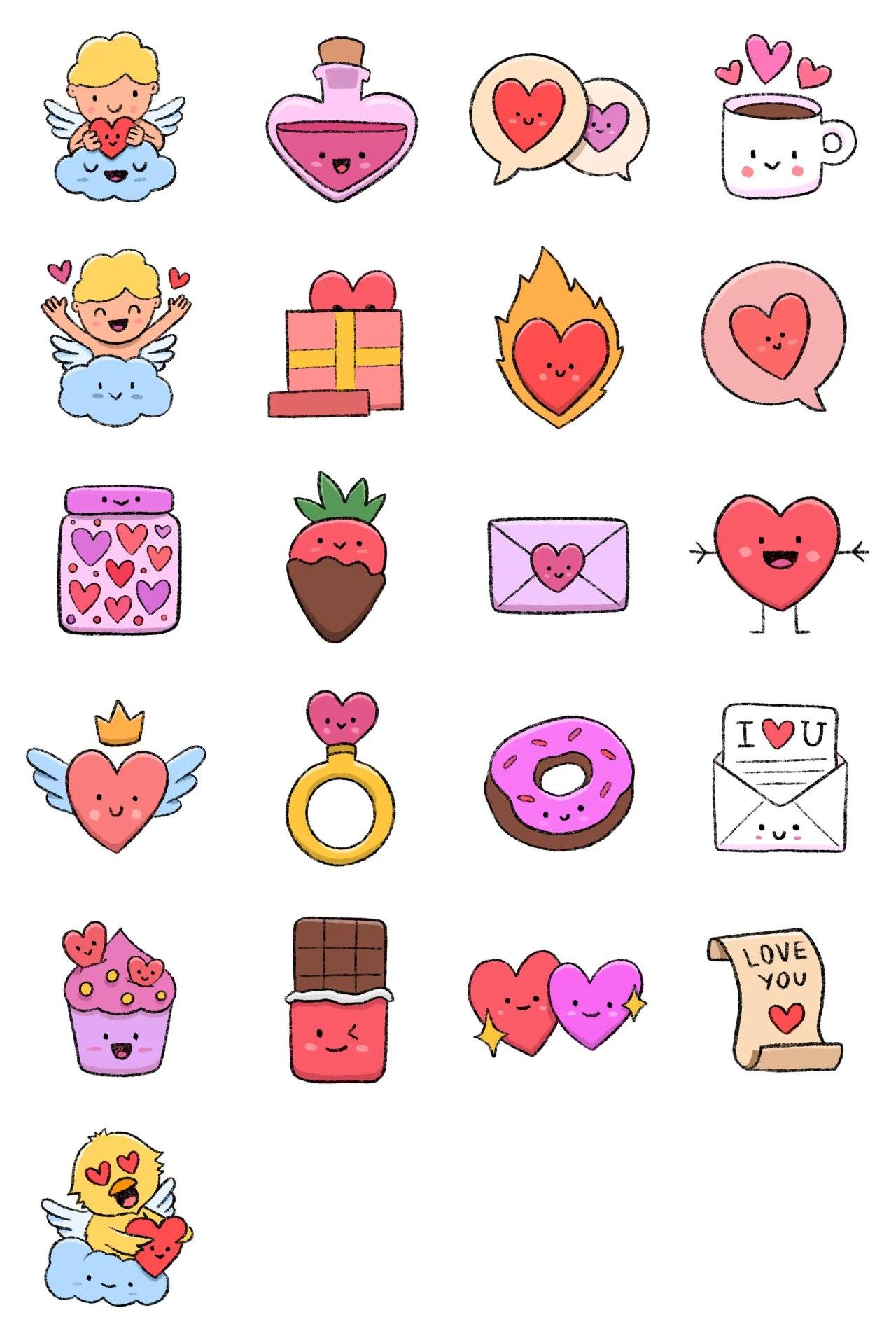 Cute Love Valentine sticker pack for Whatsapp, Telegram, Signal, and others chatting and message apps