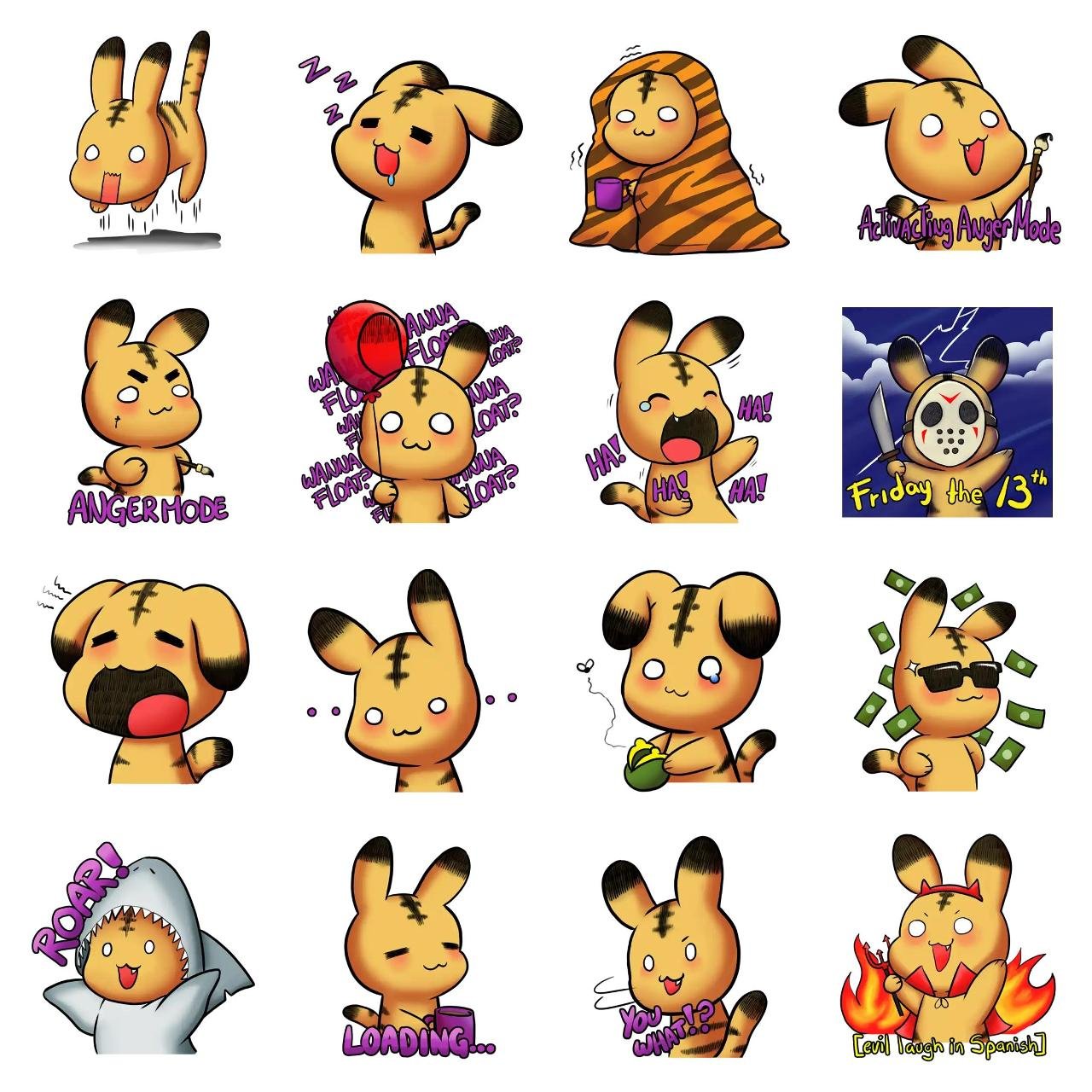 Tabby Rabbit Animation/Cartoon,Animals,Phrases,Etc sticker pack for Whatsapp, Telegram, Signal, and others chatting and message apps