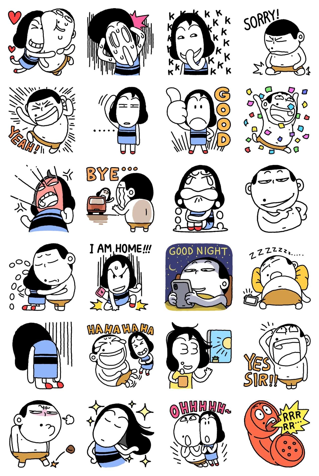 Hubuluck & Pang's Life vol.1 Animation/Cartoon,People,Gag,Romance,Etc sticker pack for Whatsapp, Telegram, Signal, and others chatting and message apps