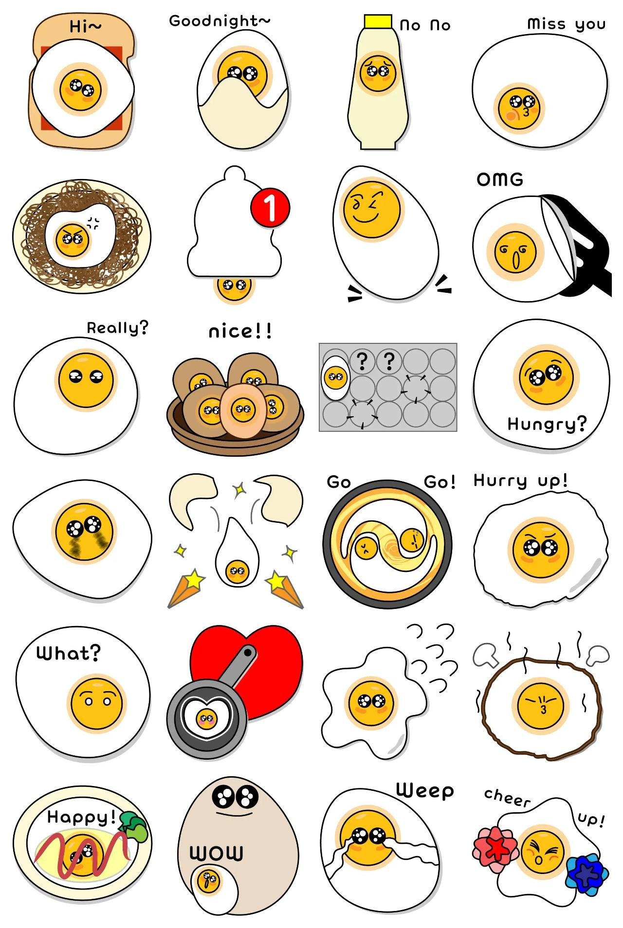 egg Animation/Cartoon,Food/Drink,People sticker pack for Whatsapp, Telegram, Signal, and others chatting and message apps