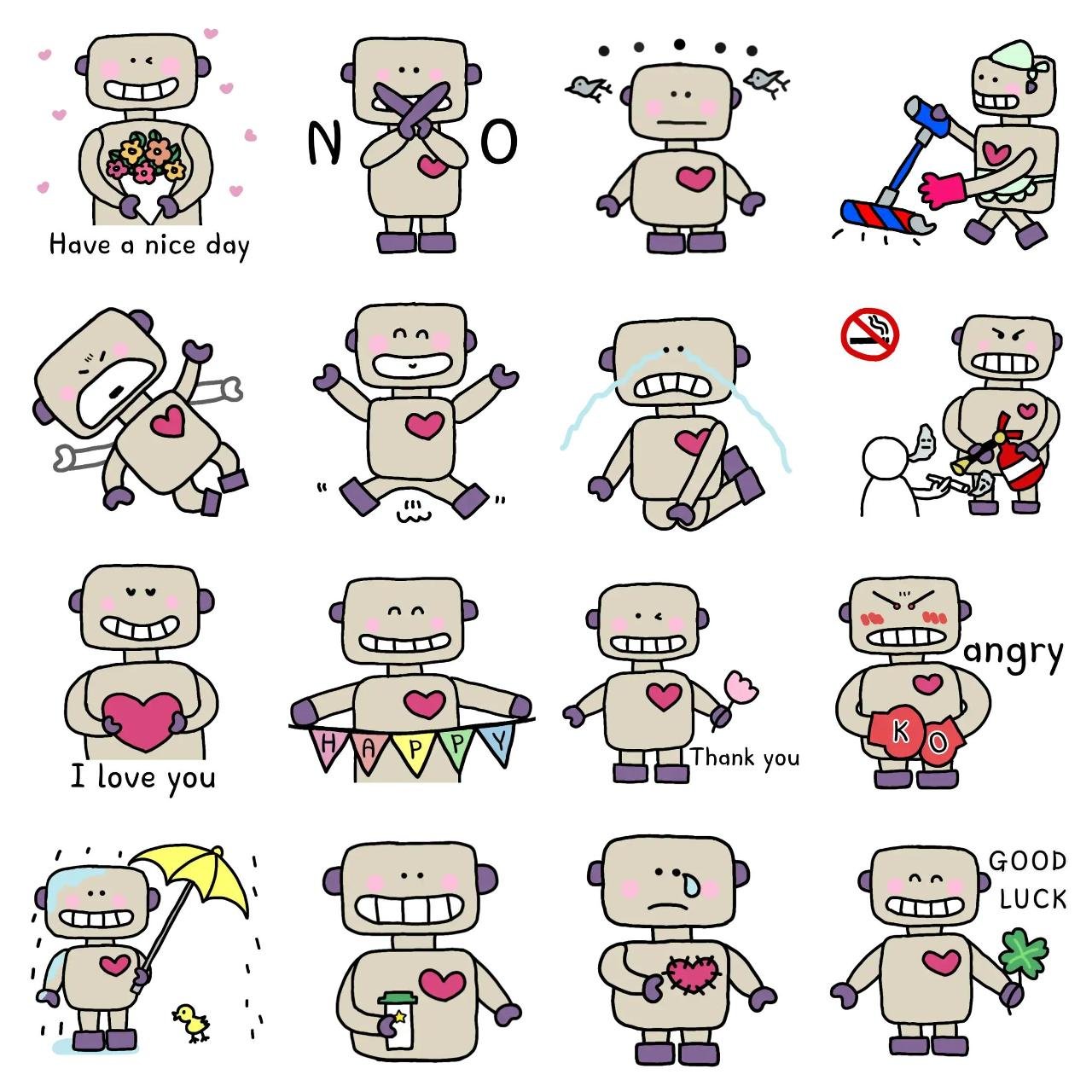 My friend, Robong Animation/Cartoon,Celebrity,Food/Drink,Romance,People,Anniversary,Birthday sticker pack for Whatsapp, Telegram, Signal, and others chatting and message apps