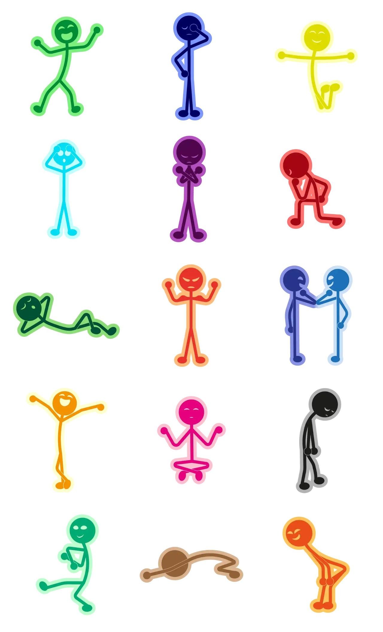 Colorful Stickmen Animation/Cartoon,Gag,People,Culture,Etc sticker pack for Whatsapp, Telegram, Signal, and others chatting and message apps