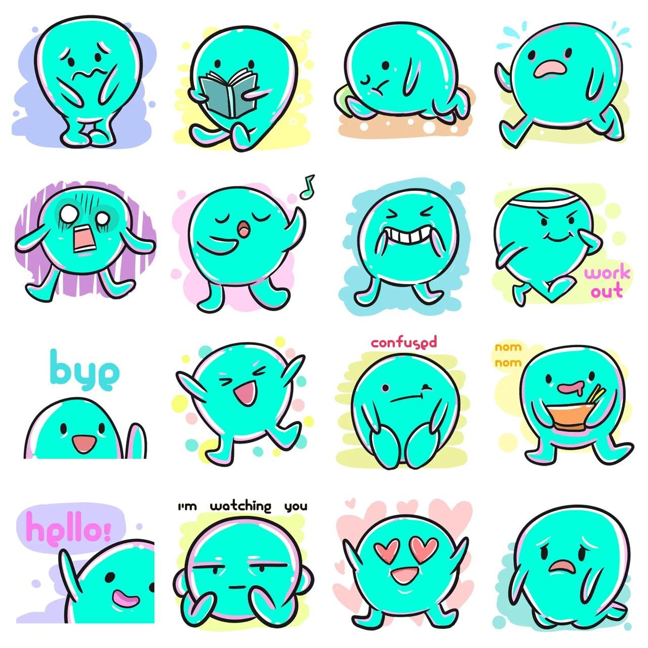 BLOB BLOB Animation/Cartoon sticker pack for Whatsapp, Telegram, Signal, and others chatting and message apps