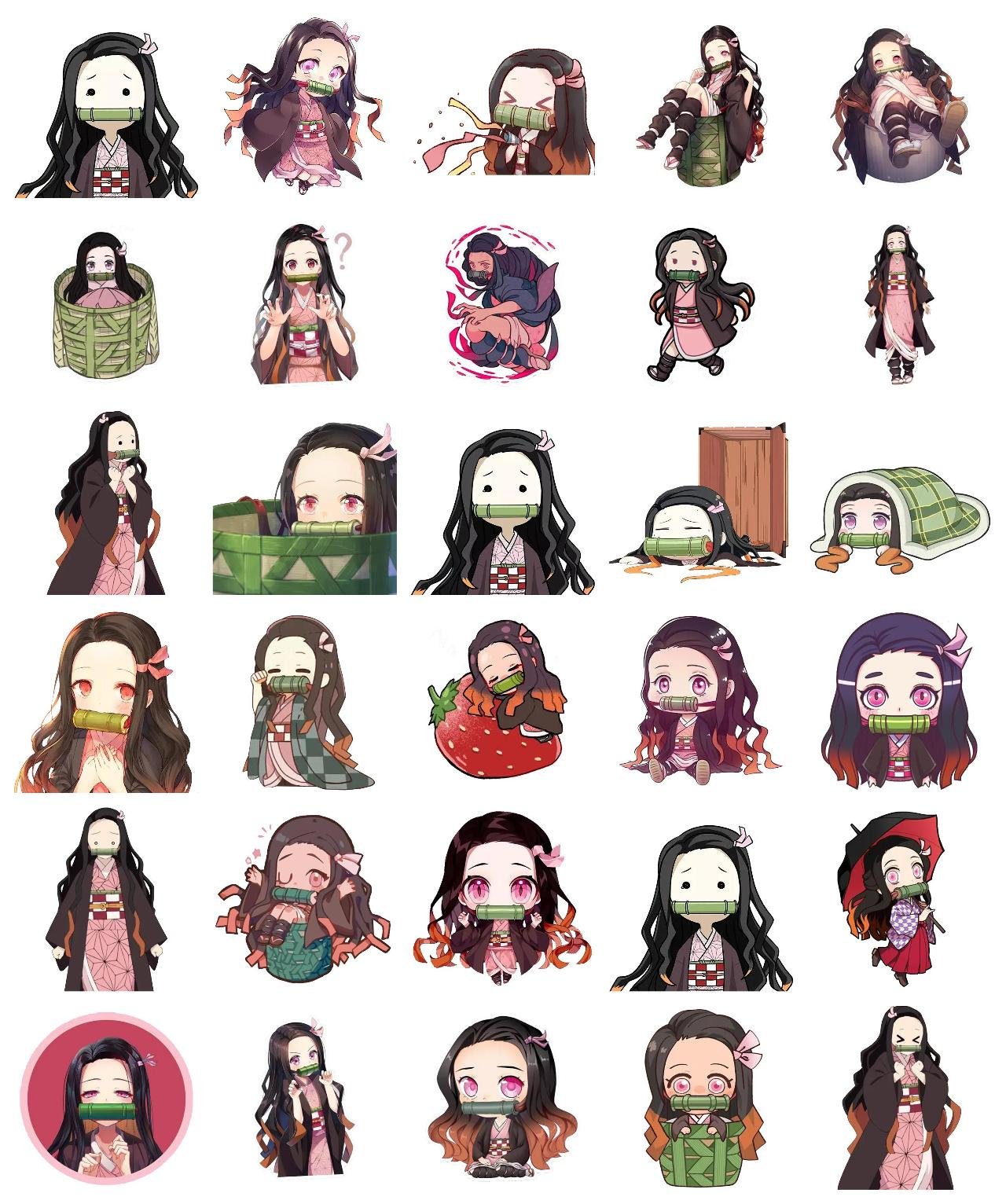 Nezuko Kamado #1 Anime, Kimetsu no Yaiba, Demon Slayer sticker pack for Whatsapp, Telegram, Signal, and others chatting and message apps