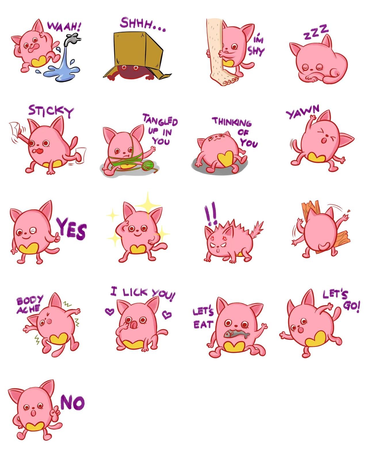 nekokoro Animation/Cartoon sticker pack for Whatsapp, Telegram, Signal, and others chatting and message apps