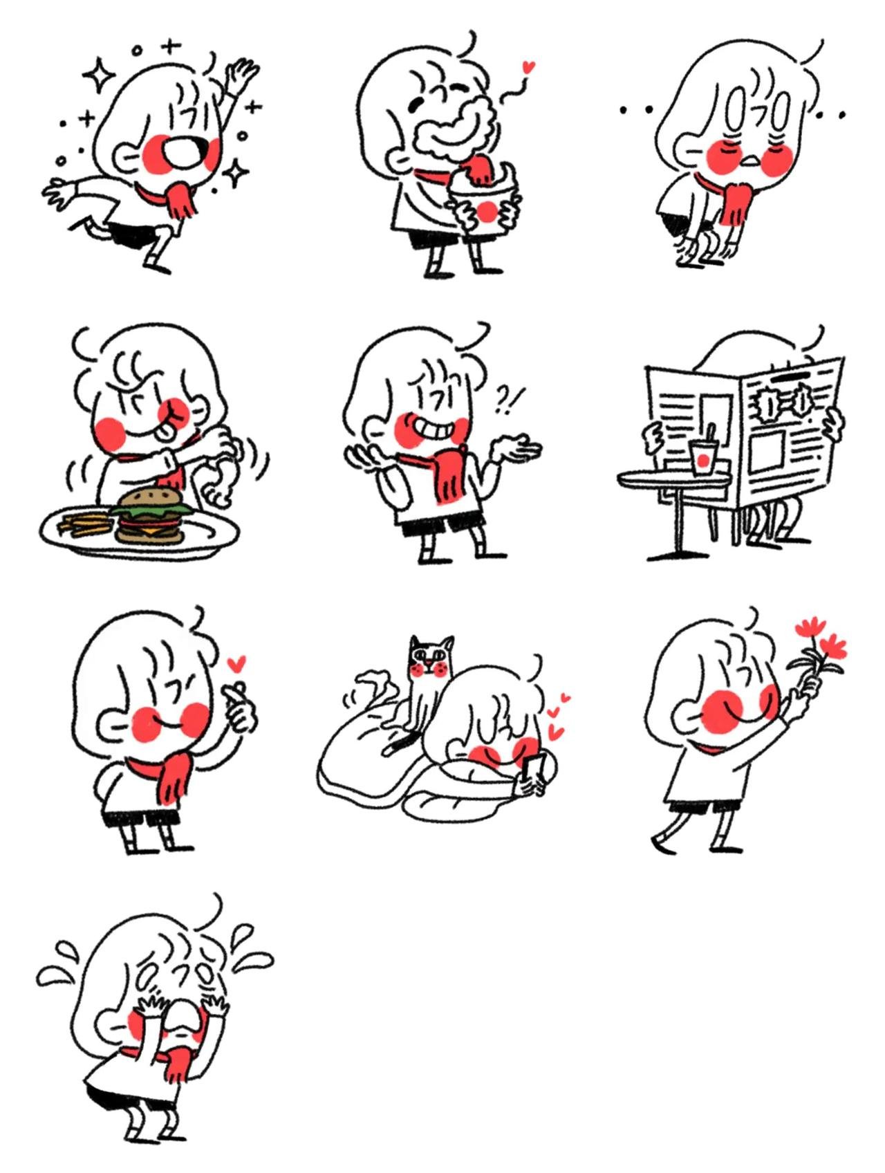 hello red cheek boy! Animation/Cartoon,emotion sticker pack for Whatsapp, Telegram, Signal, and others chatting and message apps