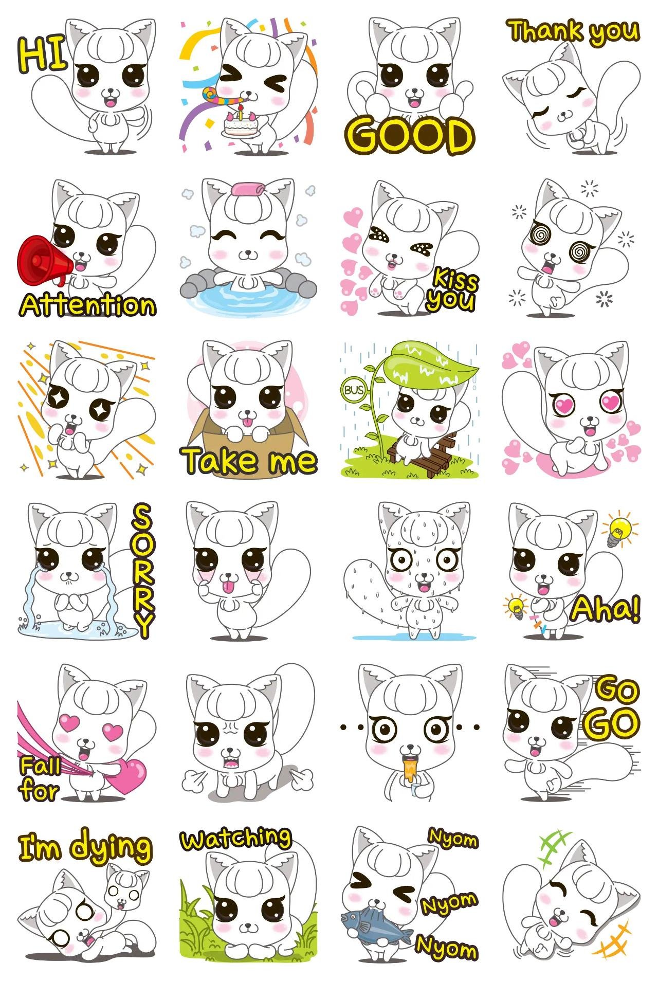 Cutie Nyan-english Animation/Cartoon,Animals,Gag sticker pack for Whatsapp, Telegram, Signal, and others chatting and message apps