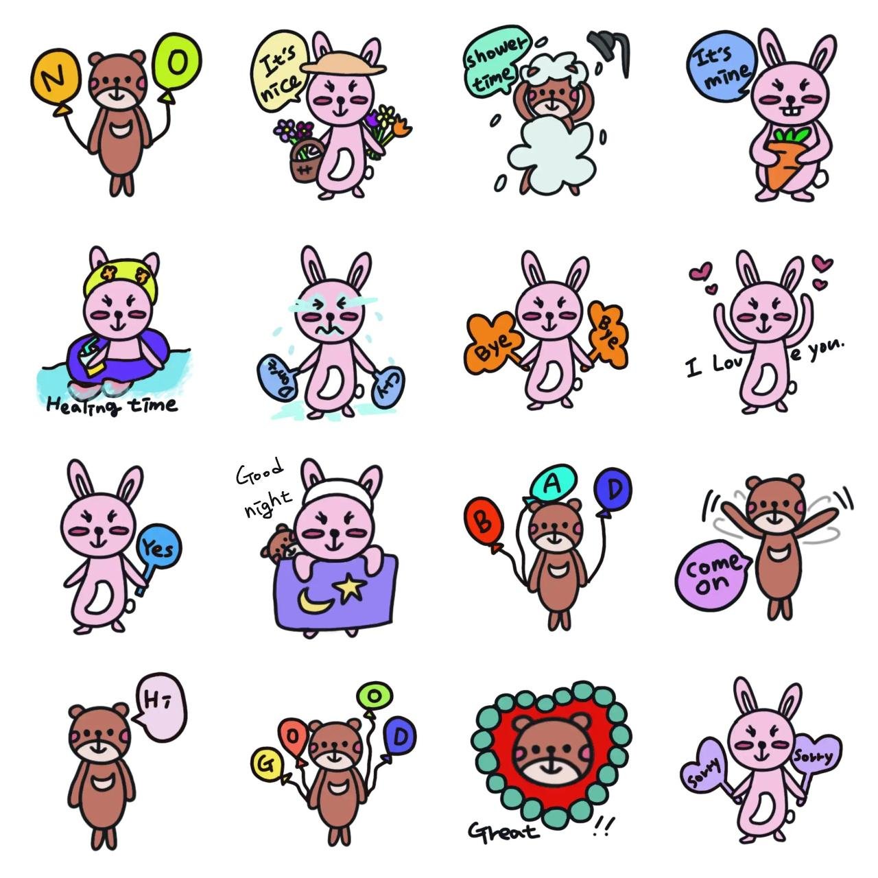 Pinku and Buku 2 Animation/Cartoon,Animals sticker pack for Whatsapp, Telegram, Signal, and others chatting and message apps