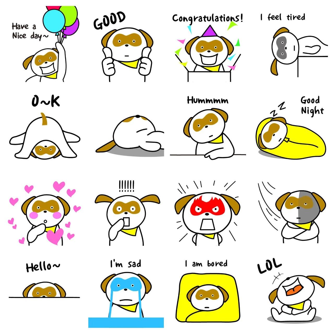 a day of dog Animation/Cartoon,emotion sticker pack for Whatsapp, Telegram, Signal, and others chatting and message apps