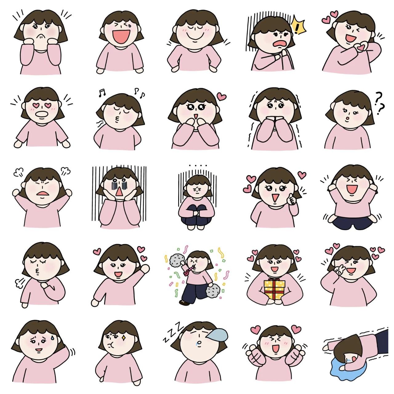 lovely girl 'BomBom' emotion,adjective sticker pack for Whatsapp, Telegram, Signal, and others chatting and message apps