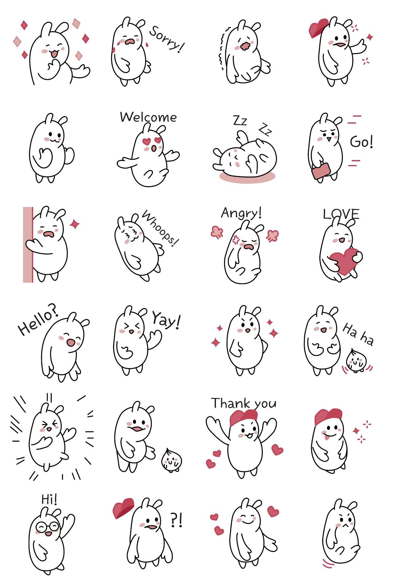 fat rabbit Animation/Cartoon,Animals sticker pack for Whatsapp, Telegram, Signal, and others chatting and message apps