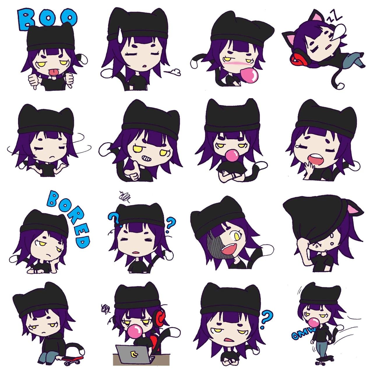 Kat flip Animation/Cartoon sticker pack for Whatsapp, Telegram, Signal, and others chatting and message apps