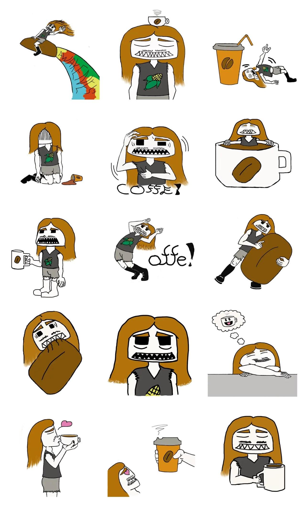 Coffee Animation/Cartoon,Food/Drink,Objects,Plants,Etc sticker pack for Whatsapp, Telegram, Signal, and others chatting and message apps