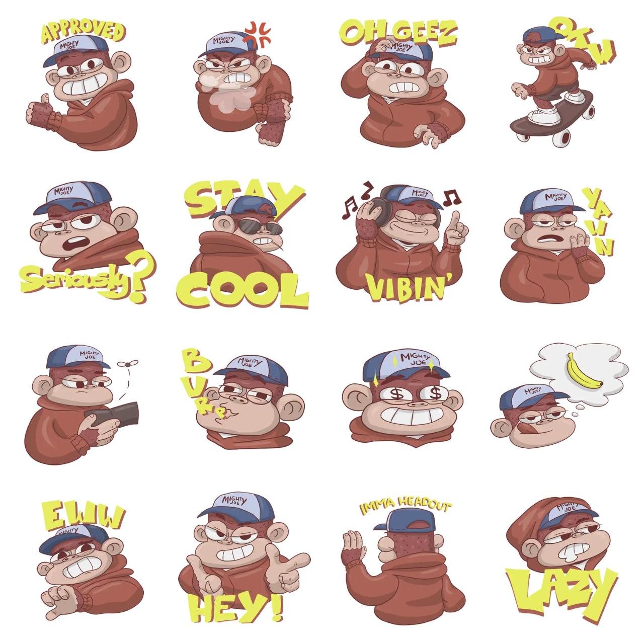 Mighty joe Animation/Cartoon sticker pack for Whatsapp, Telegram, Signal, and others chatting and message apps