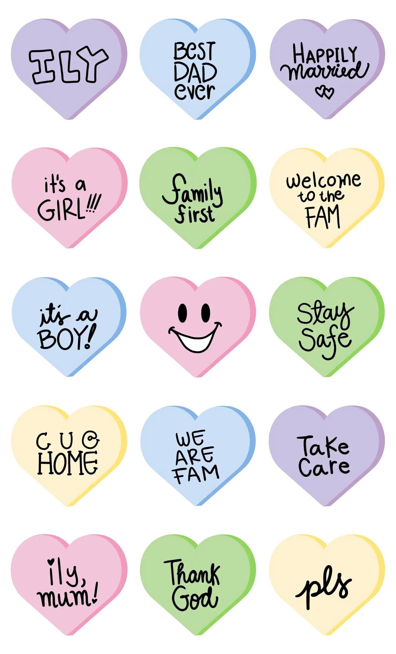 Hearts From My Heart FAMILY,Phrases,Animation/Cartoon,Mother's day,FATHER'S DAY sticker pack for Whatsapp, Telegram, Signal, and others chatting and message apps