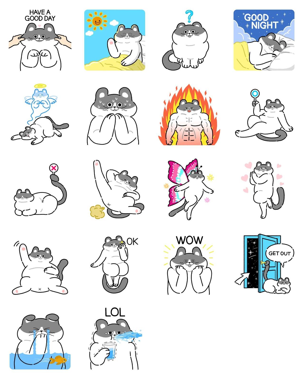 Giant Cat Hotteok Animals,Gag sticker pack for Whatsapp, Telegram, Signal, and others chatting and message apps