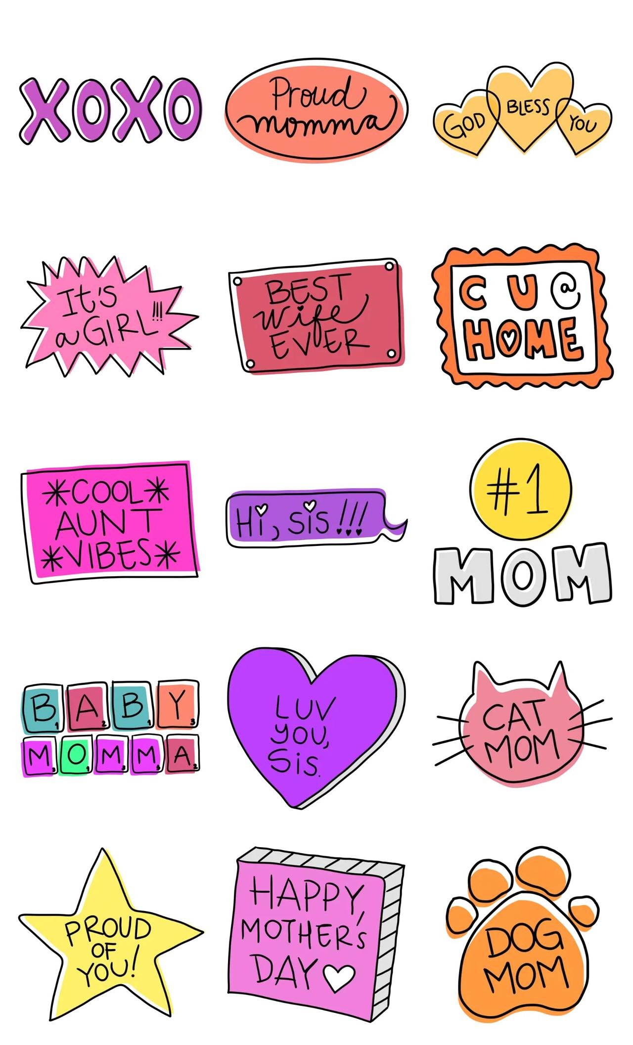 Familiar Notes Part I Animation/Cartoon,People,Phrases,FATHER'S DAY,Mother's day,FAMILY,Animals sticker pack for Whatsapp, Telegram, Signal, and others chatting and message apps